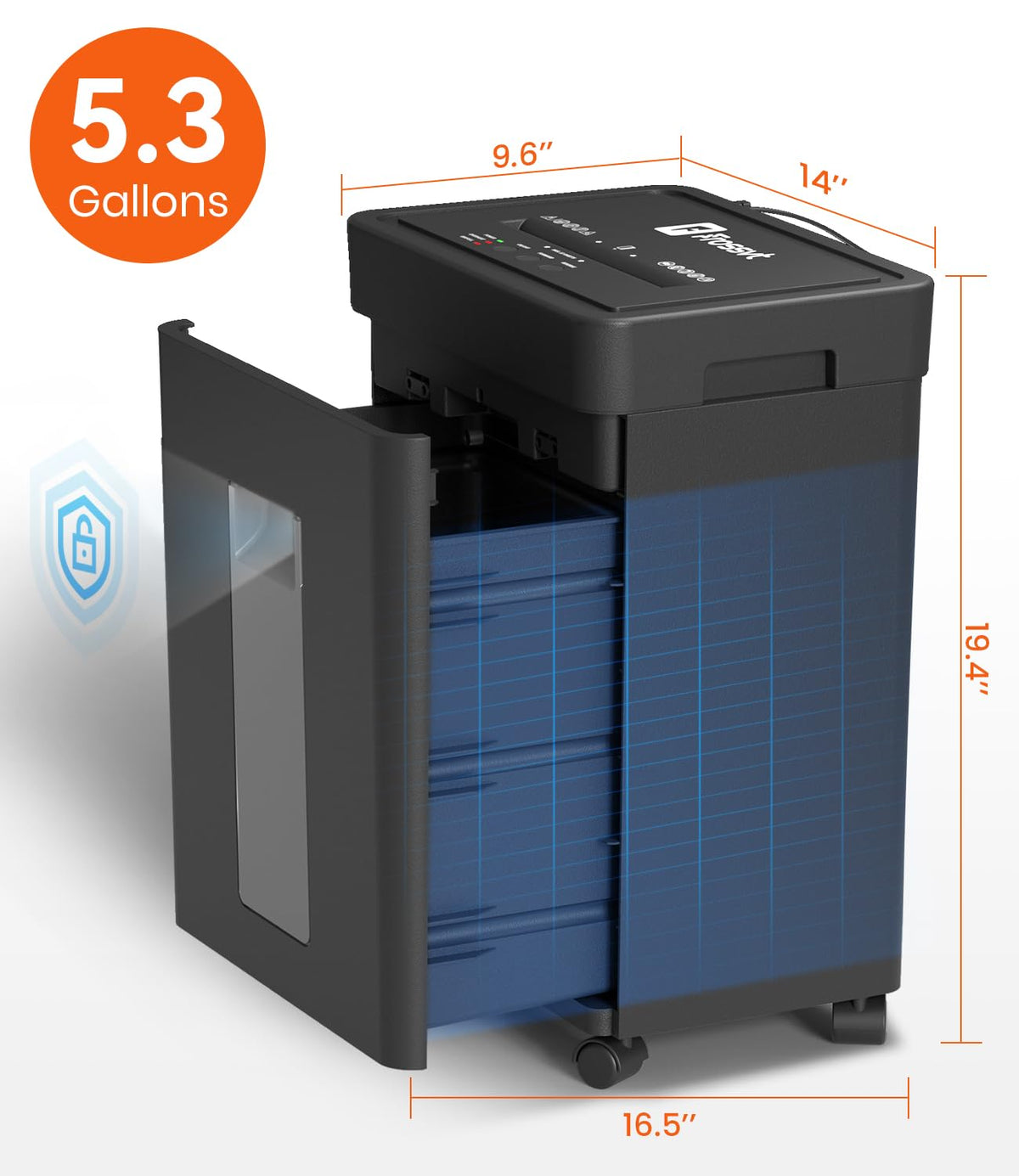 Frossvt Heavy Duty Paper Shredder Micro-Cut High Security Level P-4/12 Sheets 10-Minutes Running Time/AUTO Reverse/ 5.3-Gallon Pull Out Bin, Anti-Jam & Quiet Shredder for Office Home