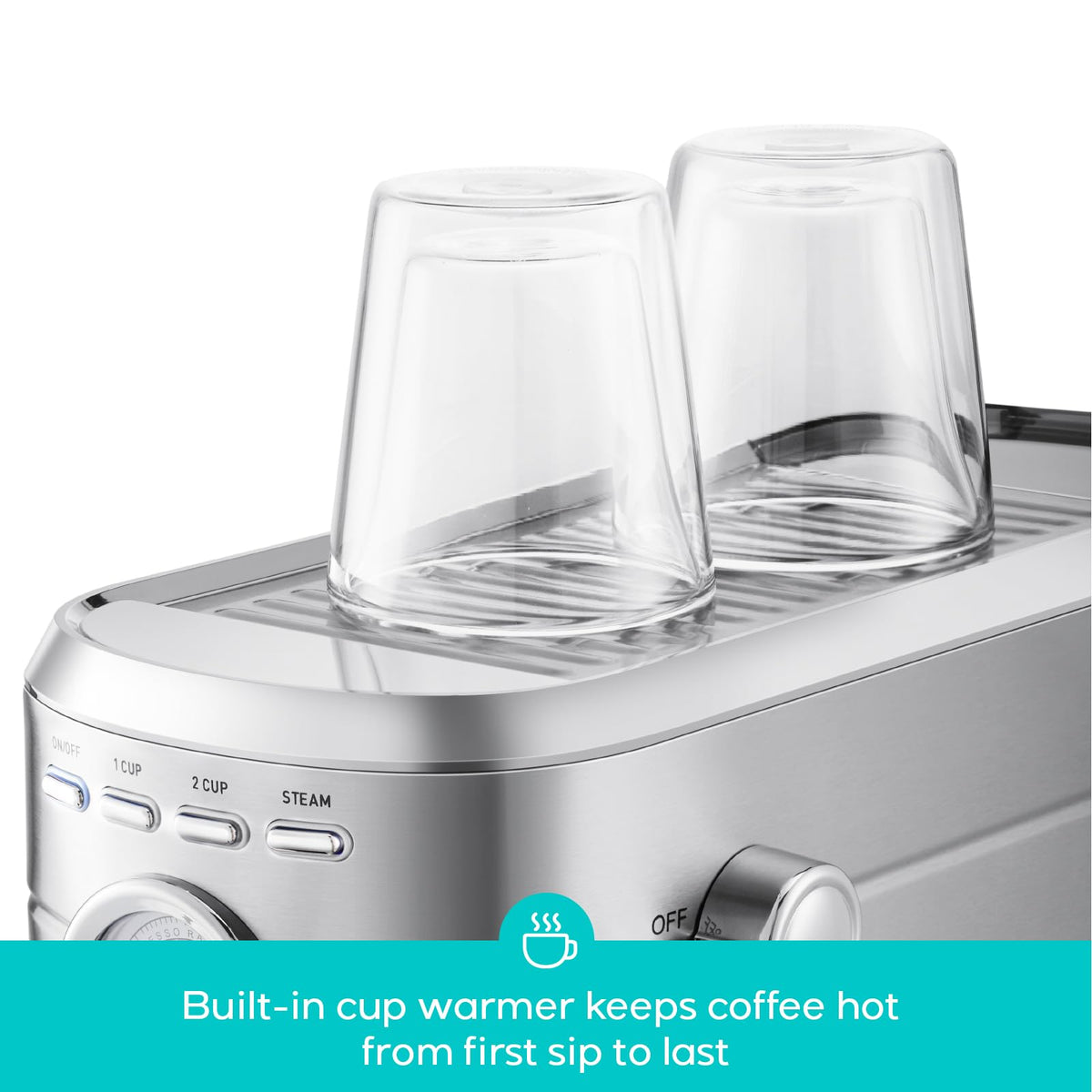 CASABREWS CM5418 Espresso Machine 20 Bar, Compact Espresso Maker with Steam Milk Frother, Stainless Steel Coffee Machine with 34oz Removable Water Tank for Cappuccino, Small Latte Machine, Silver