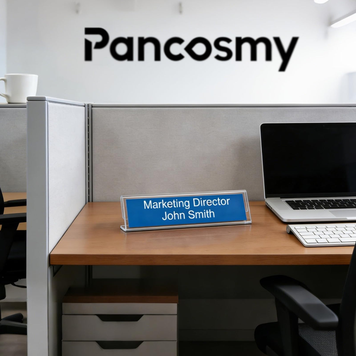 Acrylic Name Plates for Desks 12 Pack, Horizontal Slant Back 2x8 Sign Holder for Table Display, Tent Name Plate Display for Office Conference, Business Event, School Classroom (Clear)