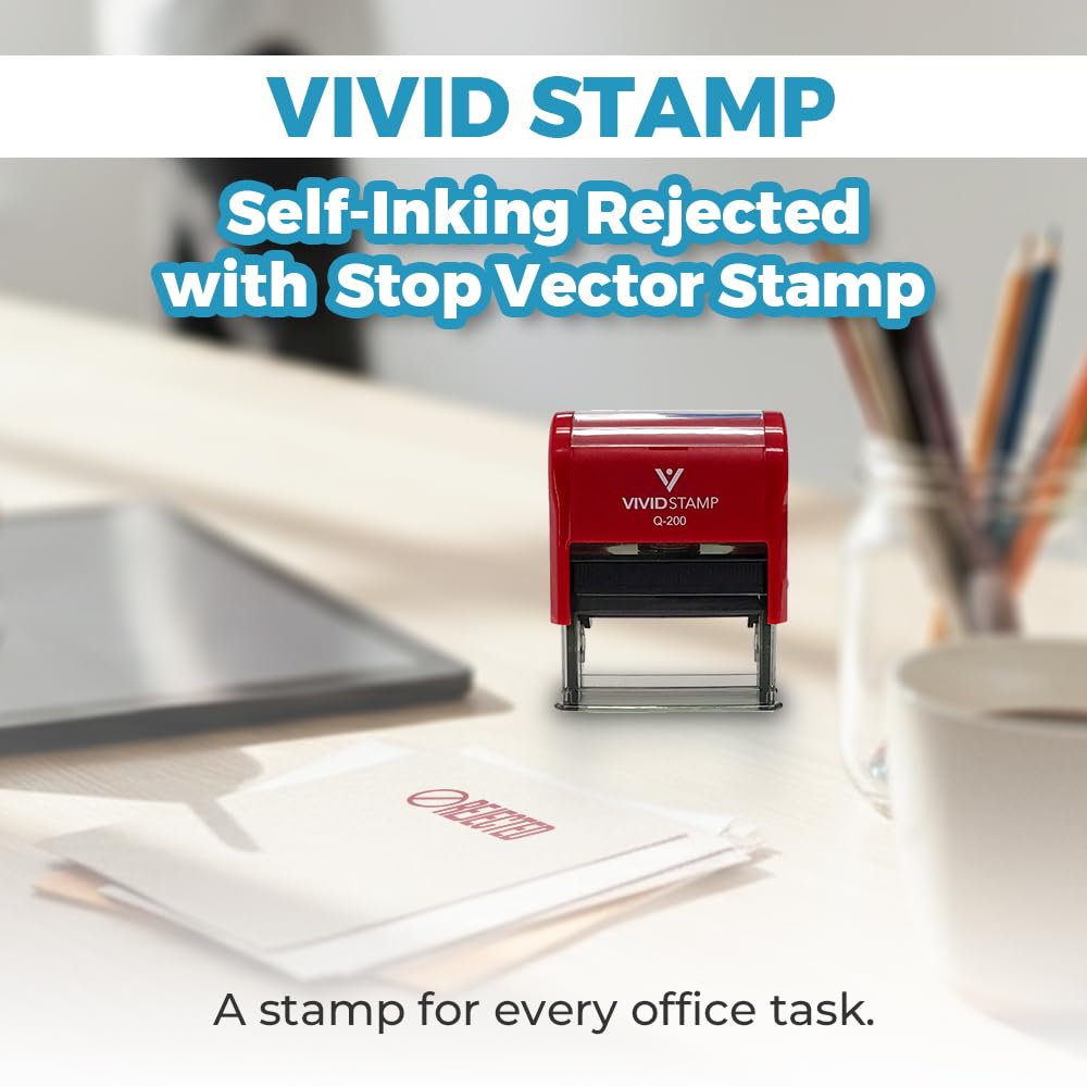Rubber Stamp Rejected (Stop Vector) Self-Inking Office (Red Ink) - Q-400