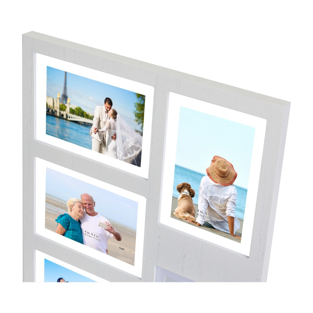 UMICAL 4x6 5-Opening Picture Frame with Shatter-Resistant Glass & White Wood 4x6 Collage Photo Frames for 4x6 Brushed Modern Black 5-Open Frame Made for Tabletop Stand and Wall Mounting