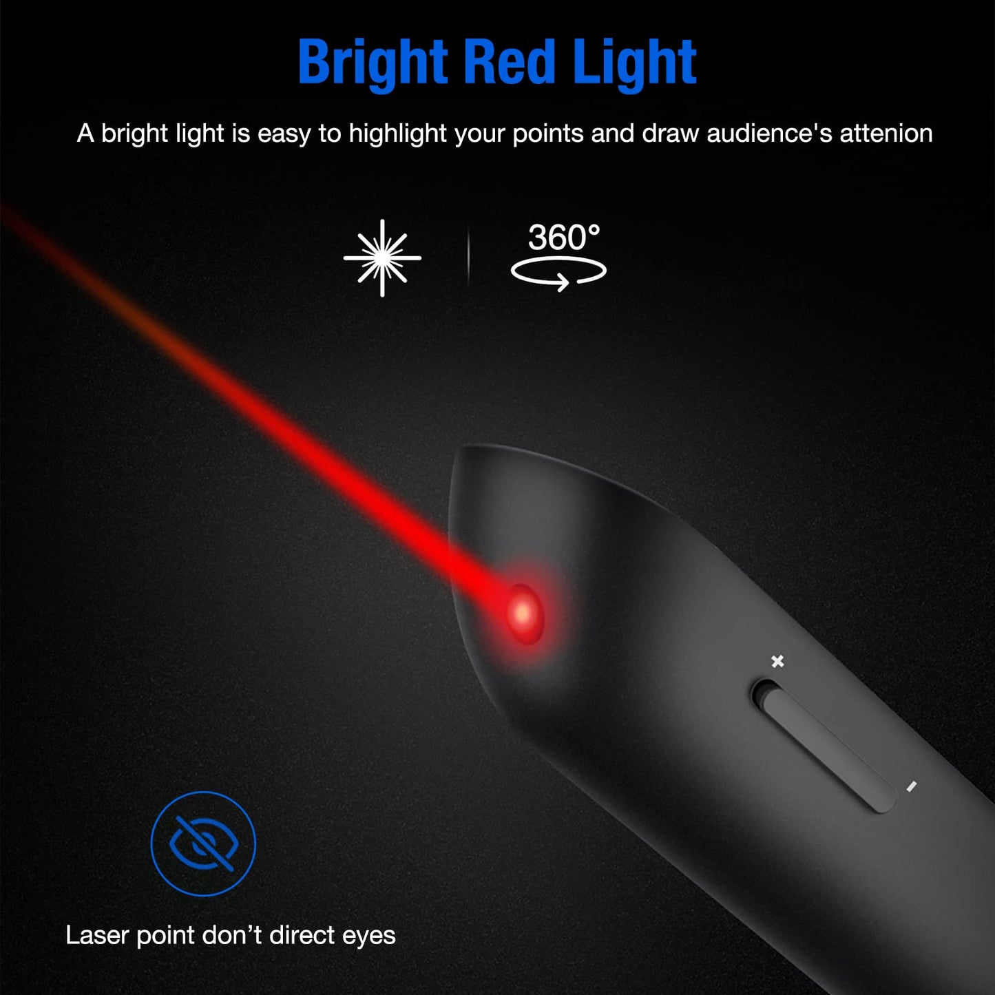 Presentation Clicker Rechargeable Compatible with Bluetooth and RF 2.4GHz Red Light, Wireless Presenter Remote Control for Powerpoint Presentations Pointer Slide Clicker for Mac Computer