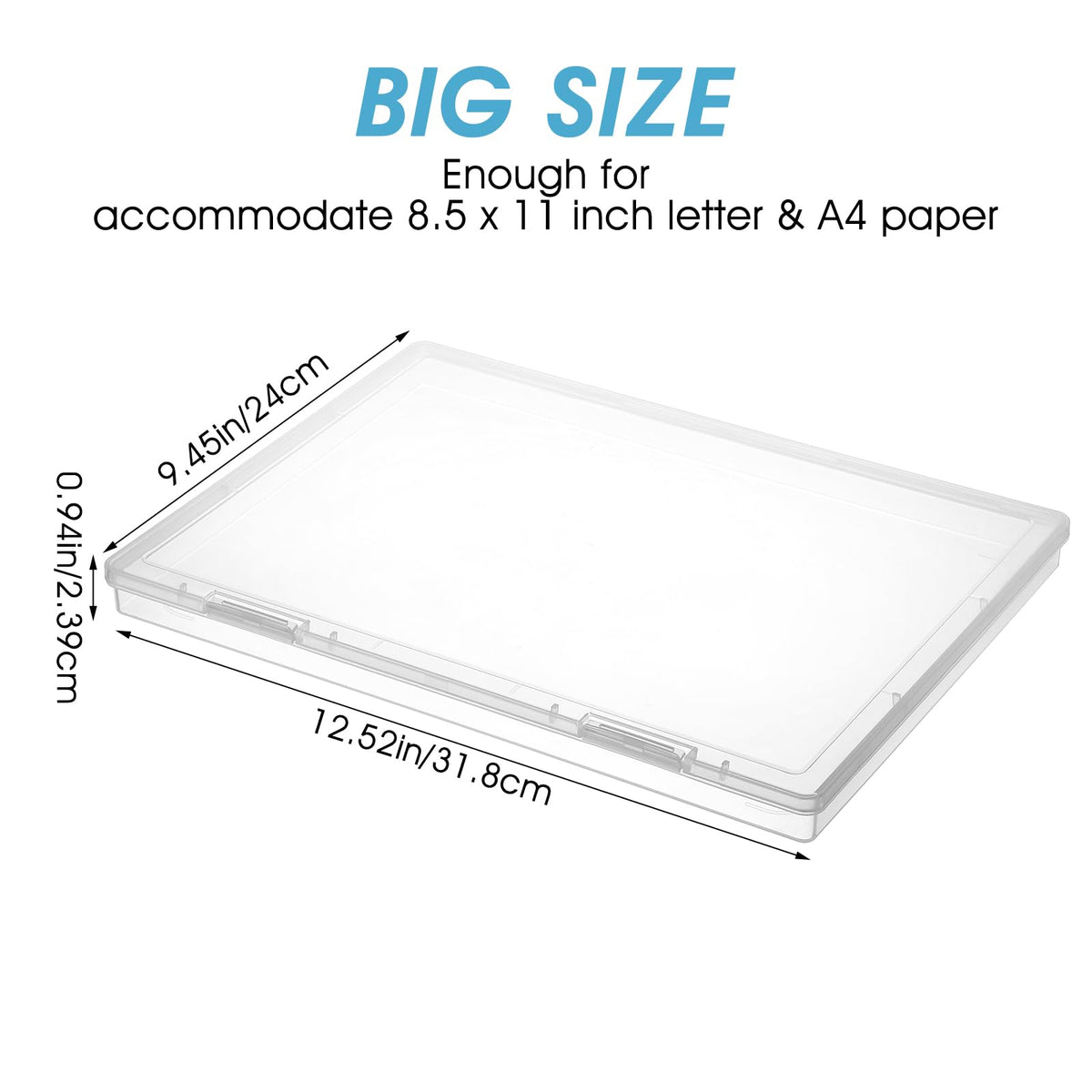 6 Pack Plastic Storage Box Organizer, Portable Clear Document File Case Containers For A4 Letter Paper, Magazine, Photo, Craft Art Supplies Board Game Storage