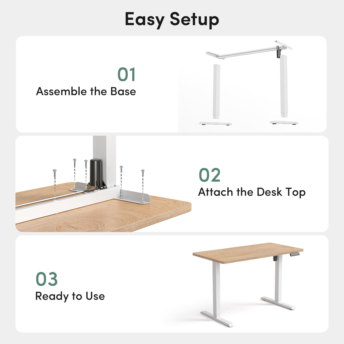 CubiCubi 32 x 20 Small One-Piece Standing Desk, Adjustable Height Electric Computer Sit Stand up Home Office Workstation, with 4 Memory Presets, Headphone Hook, Maple