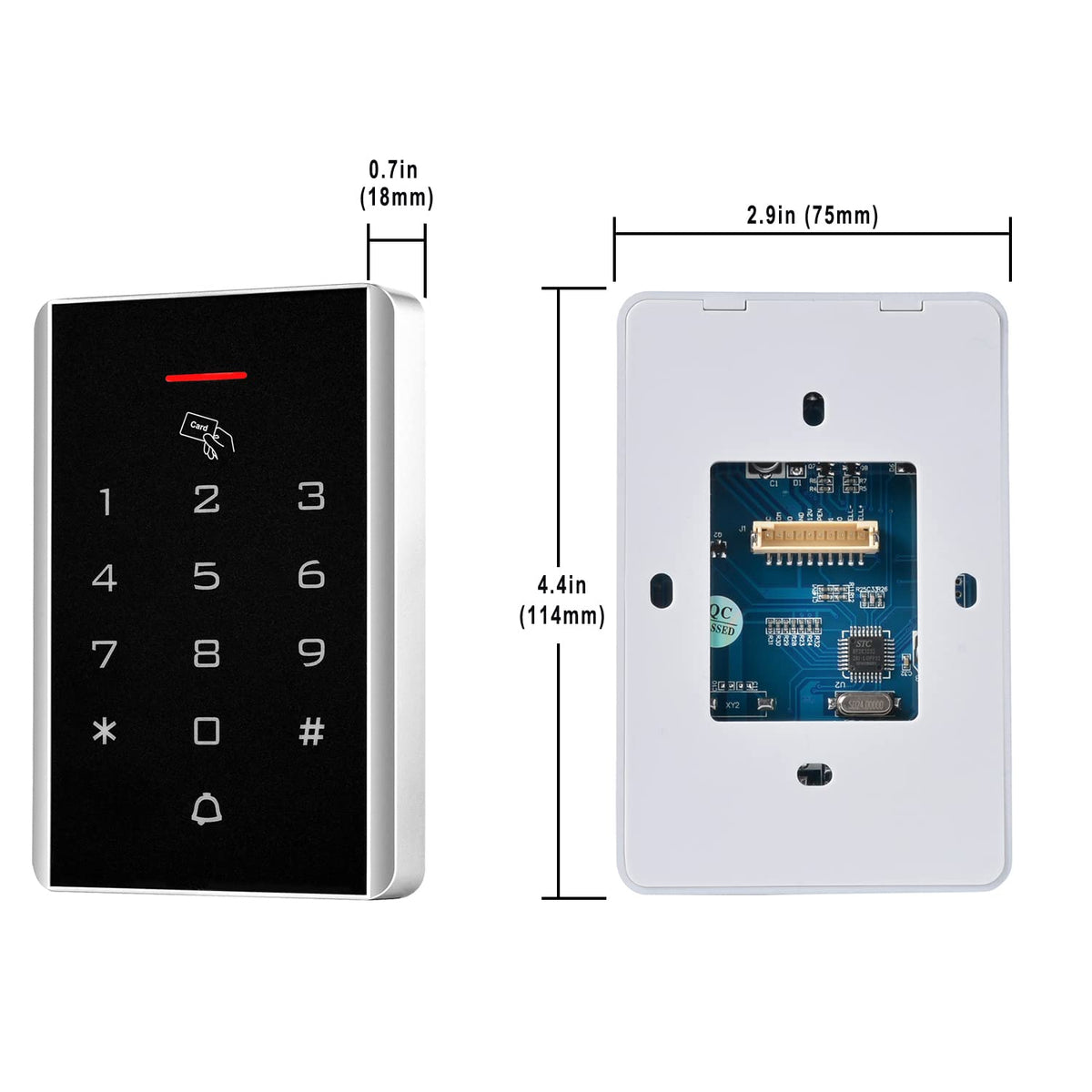 Door Access Control Keypad, 125KHz Proximity ID Card Access Control System, Support 1000 Users Door Access Control, Stand-Alone Keypad + 5PCS Keychains for Entry Access Controller Gate Opener