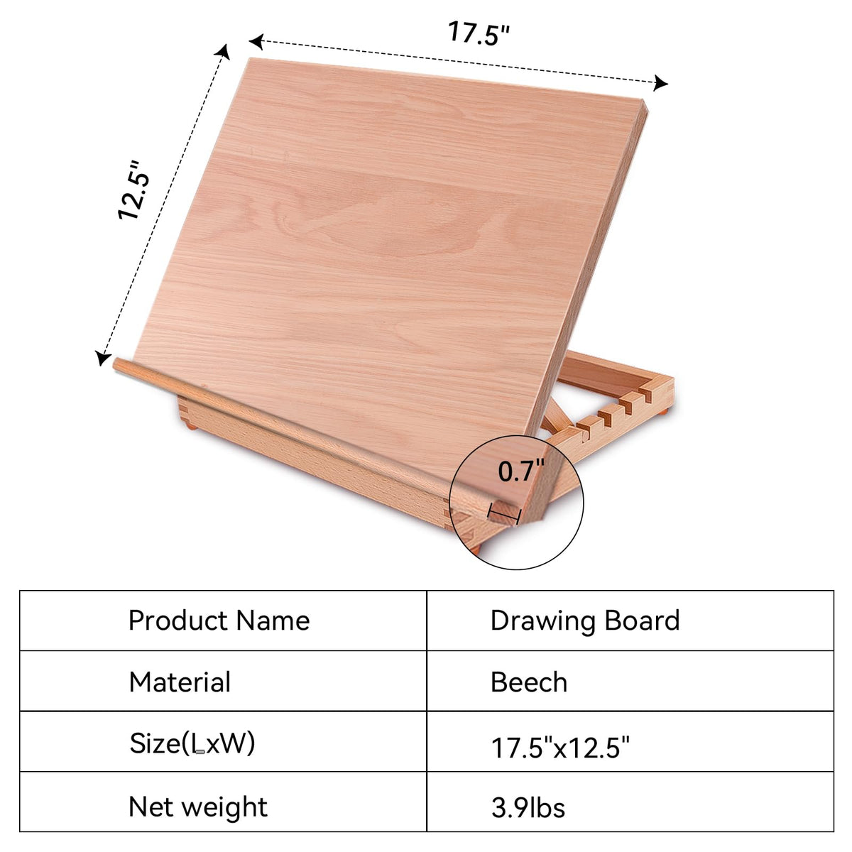 Tabletop Easel A3 Painting Easel with Smooth Surface, Adjustable Angle Art Easel for Artists, Children, Beginners & Student