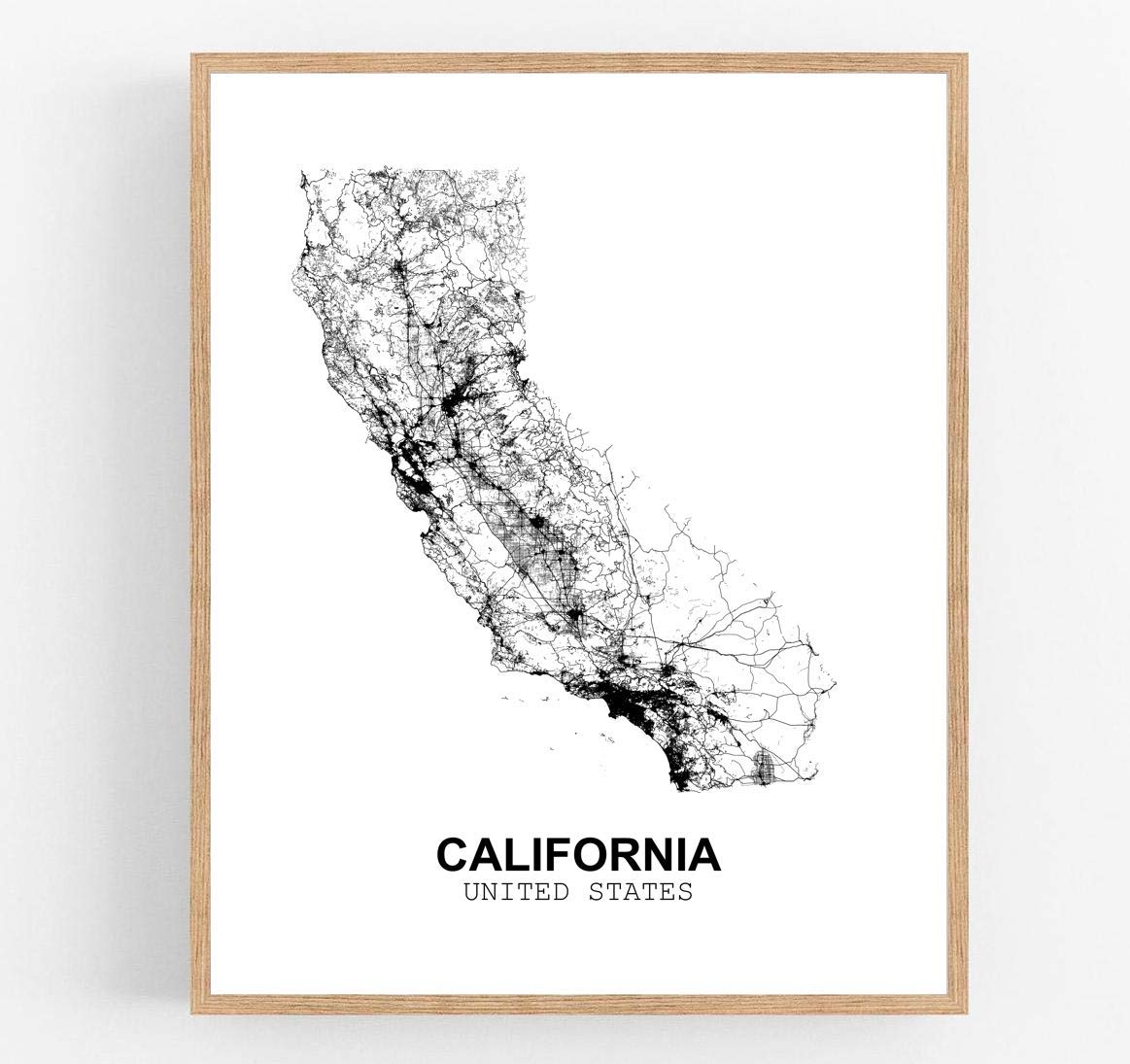 Eleville 11X14 Unframed California United States Country View Abstract Road Modern Map Art Print Poster Wall Office Home Decor Minimalist Line Art Hometown Housewarming wgn164