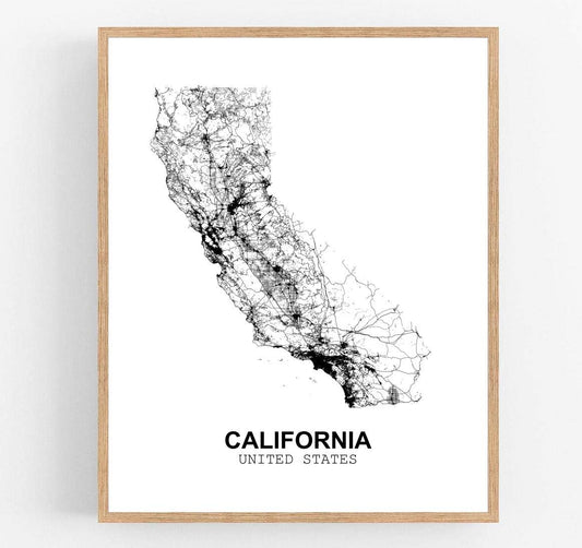 Eleville 11X14 Unframed California United States Country View Abstract Road Modern Map Art Print Poster Wall Office Home Decor Minimalist Line Art Hometown Housewarming wgn164