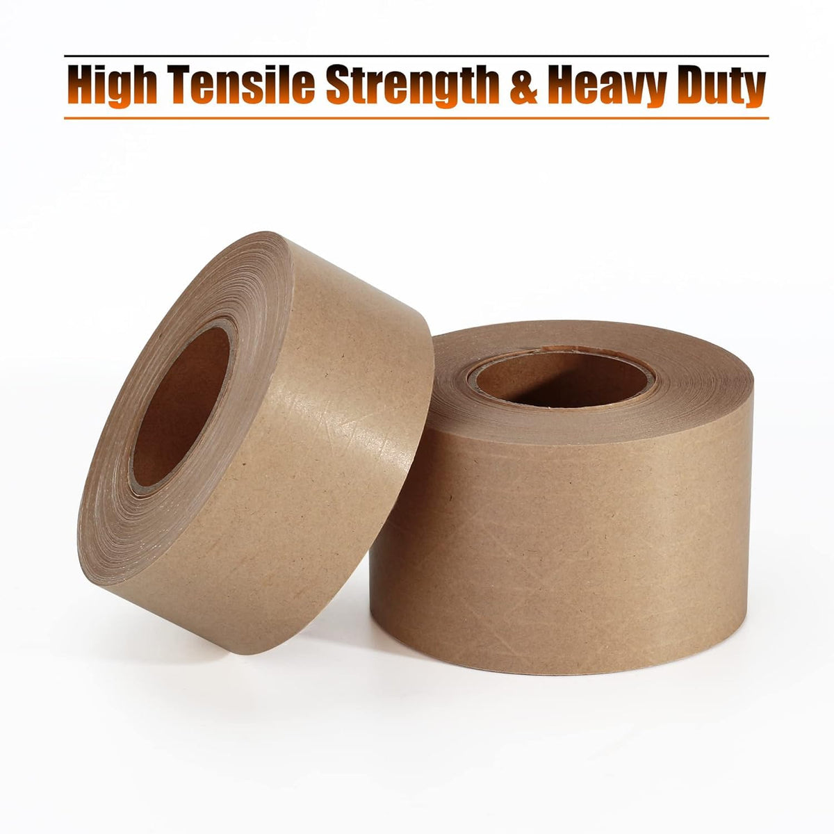 LLPT Kraft Paper Gummed Tape 1.97” x 110 Yards 1 Pack Reinforced Fiberglass Water Activated Kraft Tape Brown Packing Tape Heavy Duty for Mailing Shipping Sealing Boxes (PGB50110R01)