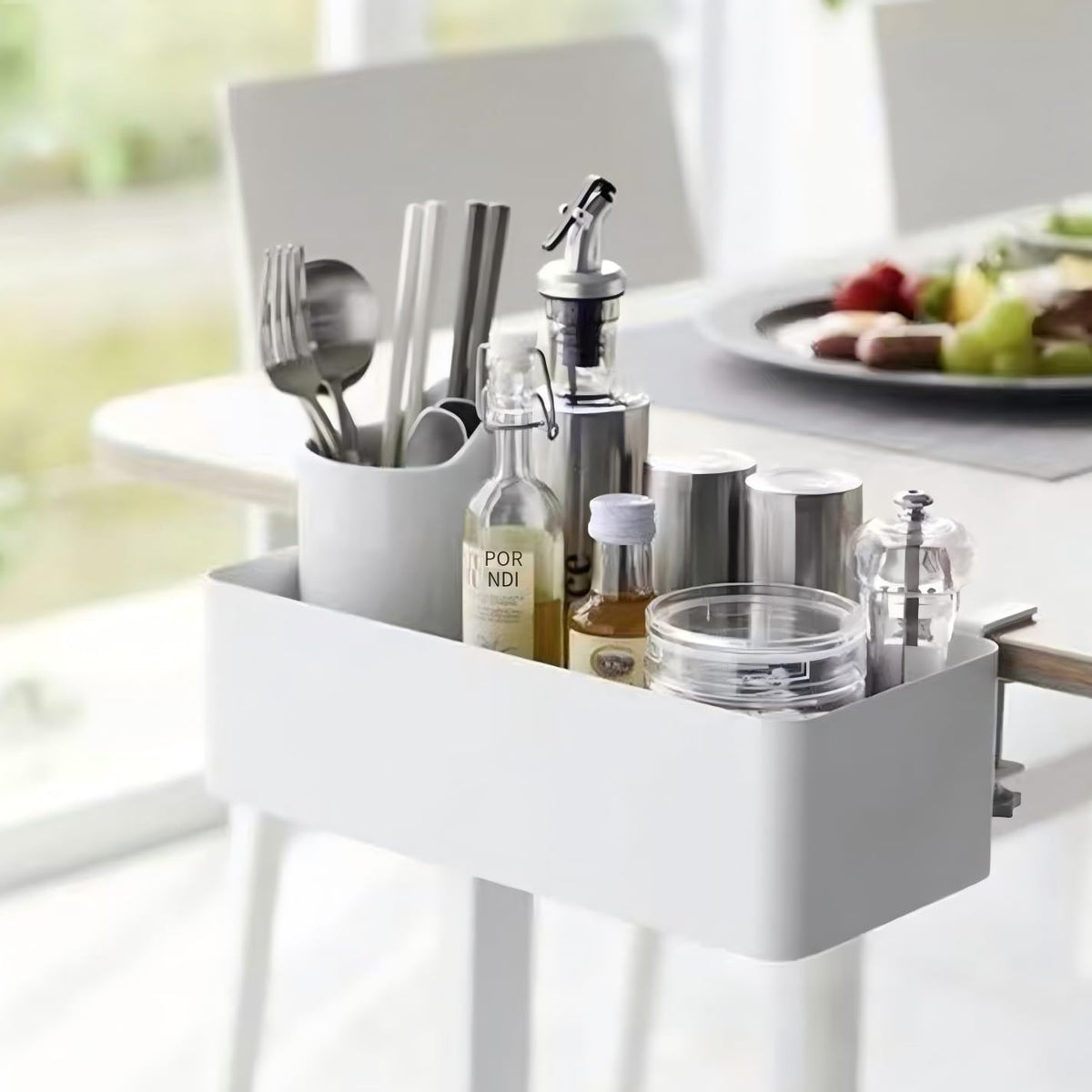 MAGSNOIC No Drill Desk Side Storage,Hanging Organizer,Clamp on Table Basket,Minimalist,Metal material,To Store Office Accessories, Gaming Devices,Storage for Office & Home,White