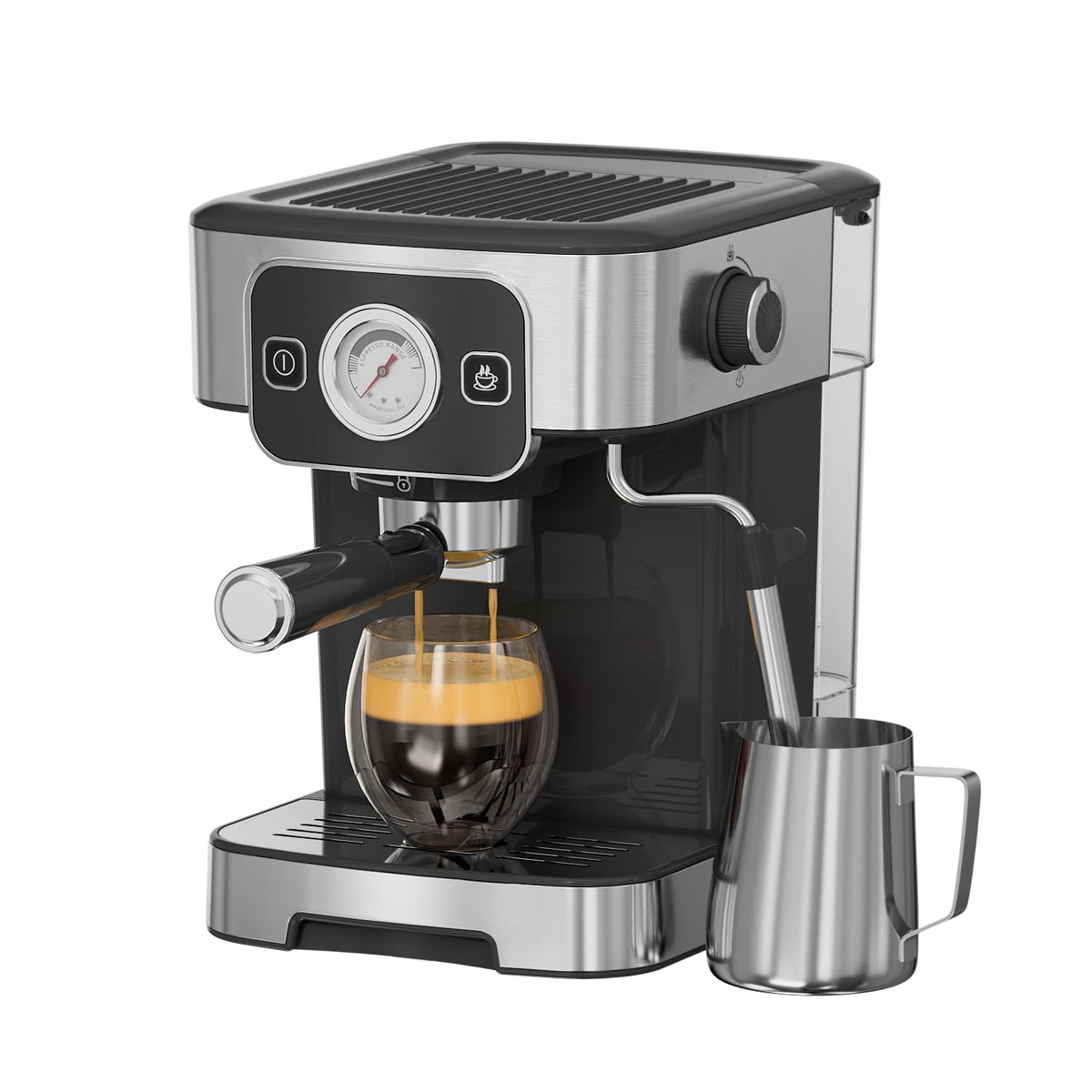 JZ.CAFE Espresso Machine 15-Bar Pump & Temperature Control - 1200W Barista Coffee Maker Kit for Espresso, Latte, Cappuccino