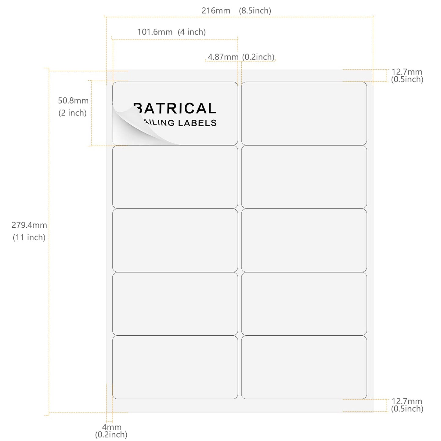 2"×4" Shipping Labels 1000 Labels Sticker Paper for Laser/Ink Jet Printer mailing Labels 8.5"×11" White 10 per Sheet