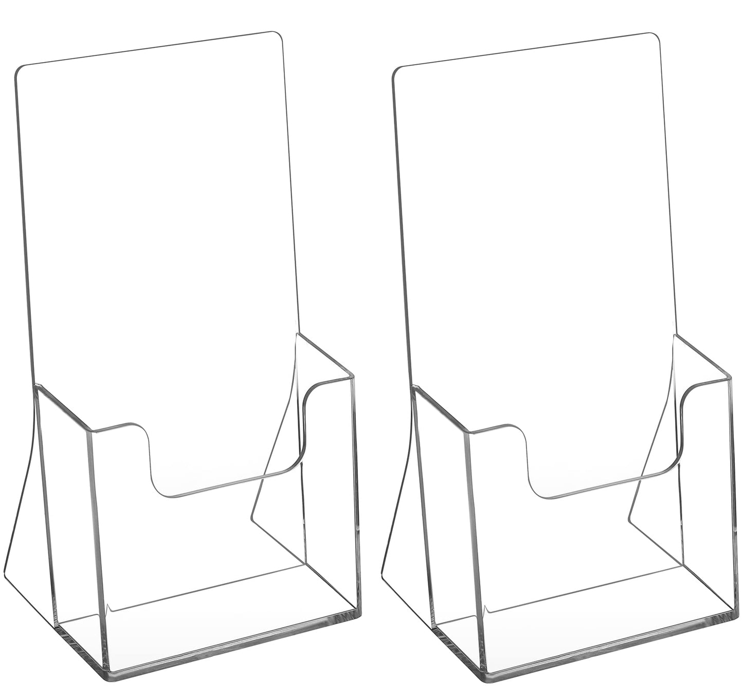 MaxGear Acrylic Brochure Holder 4 Inch, Clear Plastic Countertop Literature Holders, Trifold Flyer Display Stand for Pamphlets, Booklets, Magazines, Menus, Multi Purpose Organizer For Office, 2 Pack