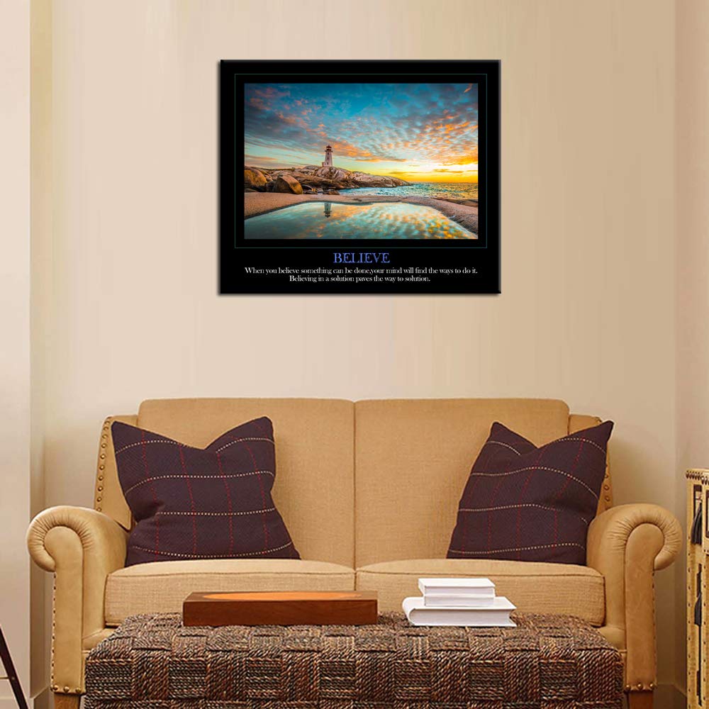 KREATIVE ARTS Believe Canvas Quotes Wall Art Decor Family Decorative Signs Inspirational Motto Canvas Prints Giclee Artwork Inspiration Painting Gift for Classroom Study Room Office Decor (Believe)