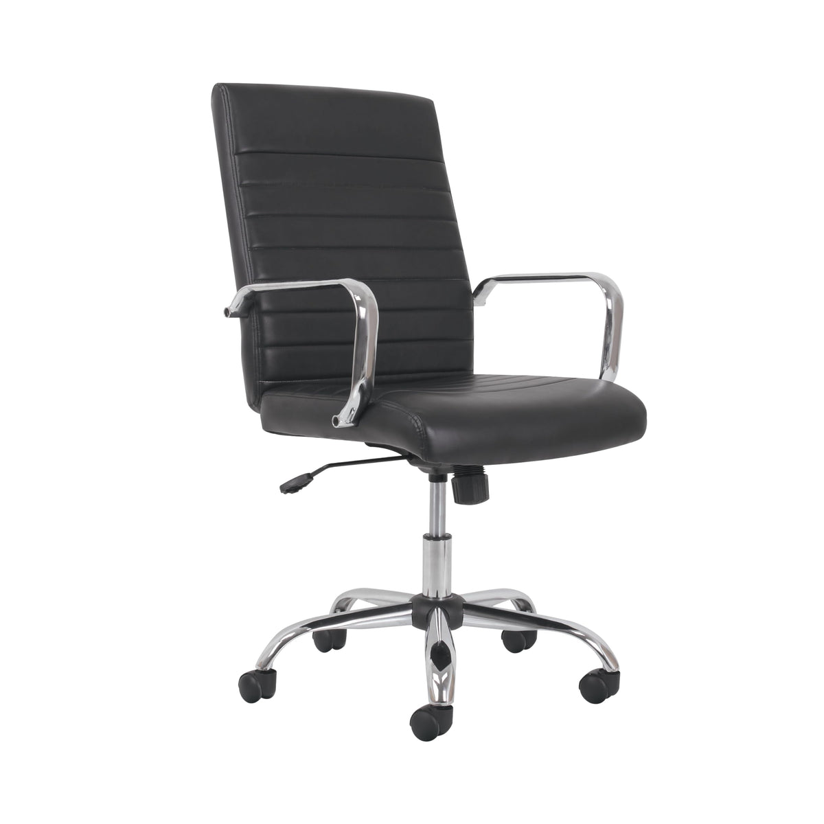 HON Sadie Executive Chair, Ergonomic Leather Office Chair with Chrome Arms and Back Support, for Computers, Desks, Home Offices, 360 Swivel, Black