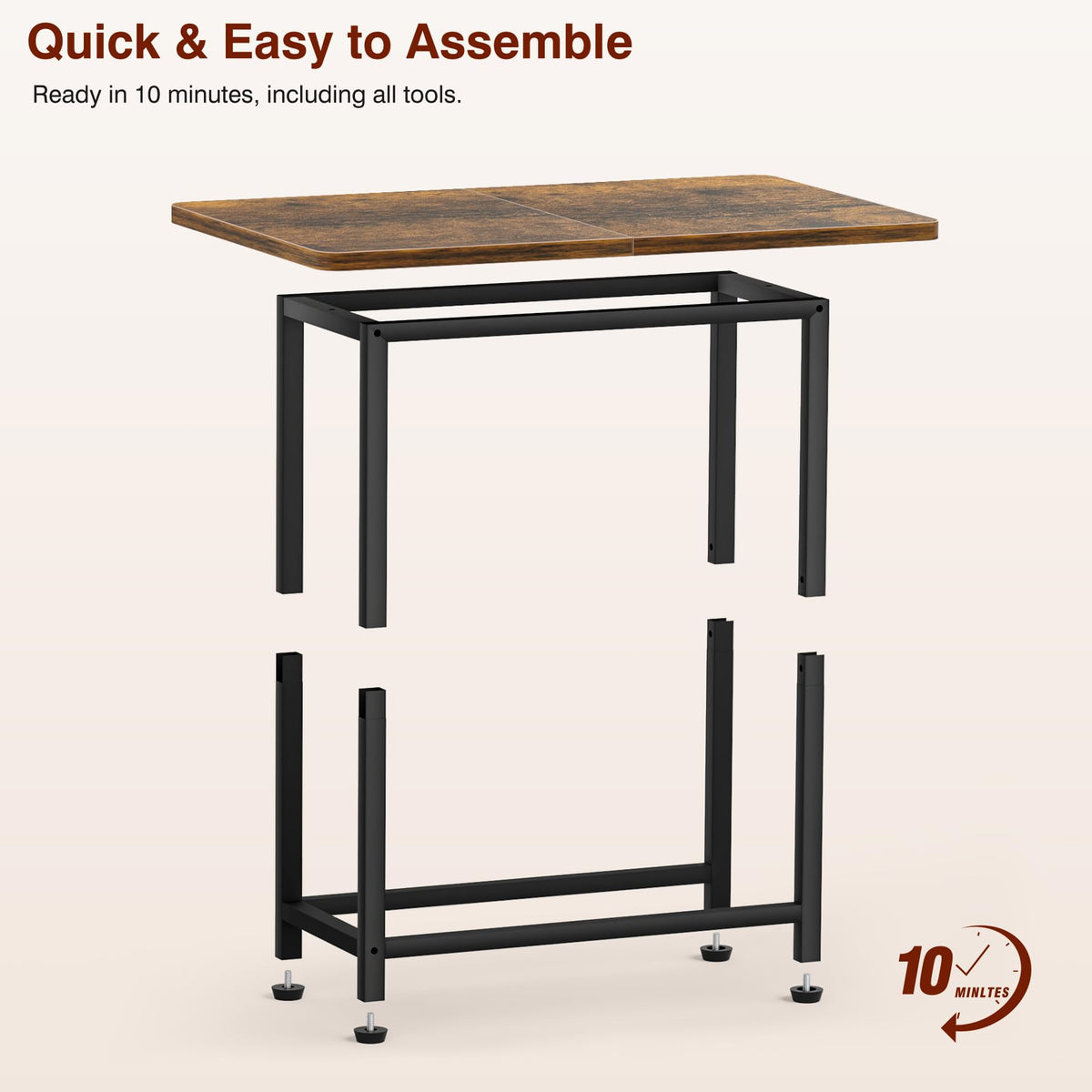 MISSLO Narrow End Table Living Room with Large Tabletop, Sofa Couch Side Table Bedroom Slim Nightstand for Small Space, Rustic Brown