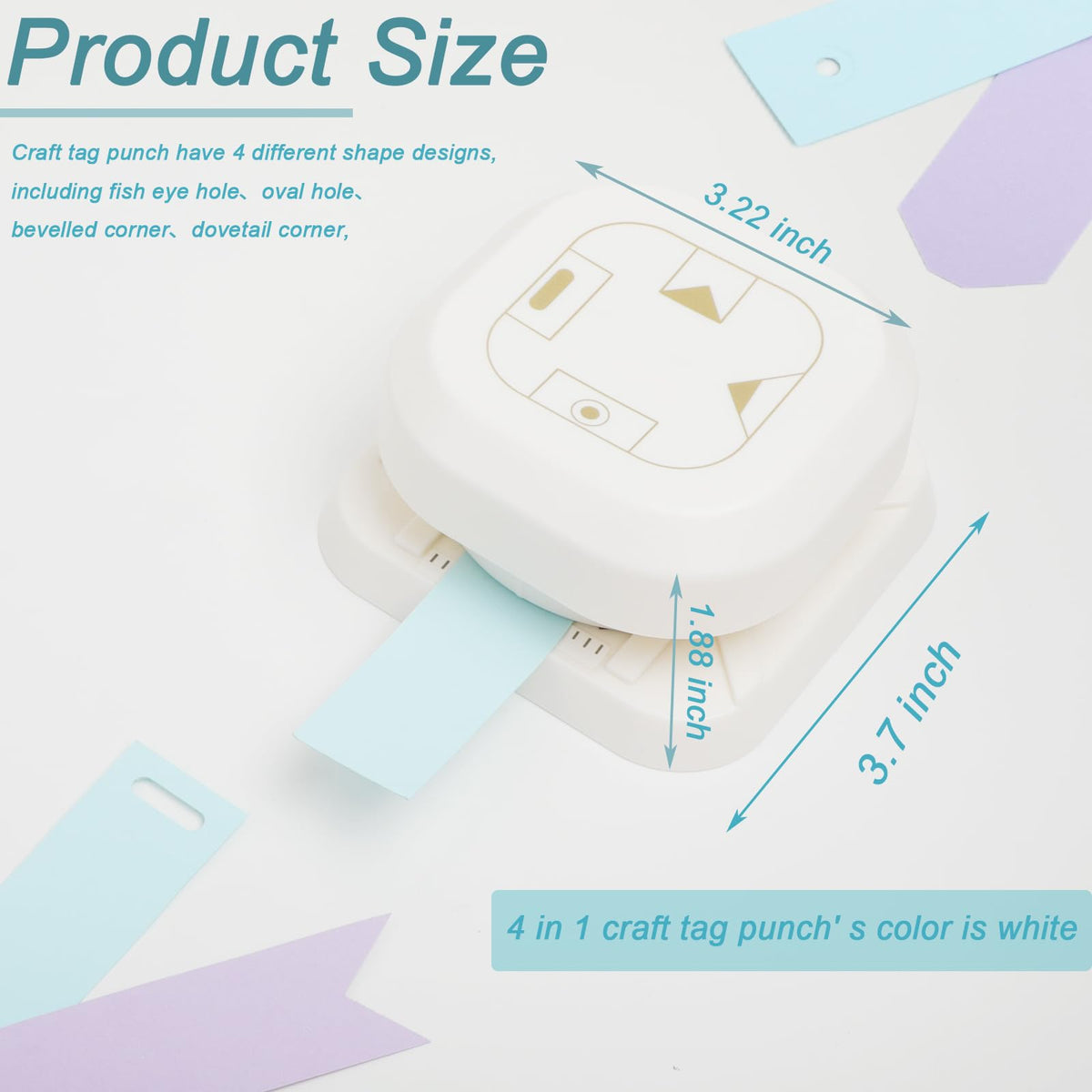 Craft Tag Punch Tag Paper Punches 4 in 1 Hole Puncher for Making Scrapbooking DIY Crafts Paper Punches (4 Shapes)