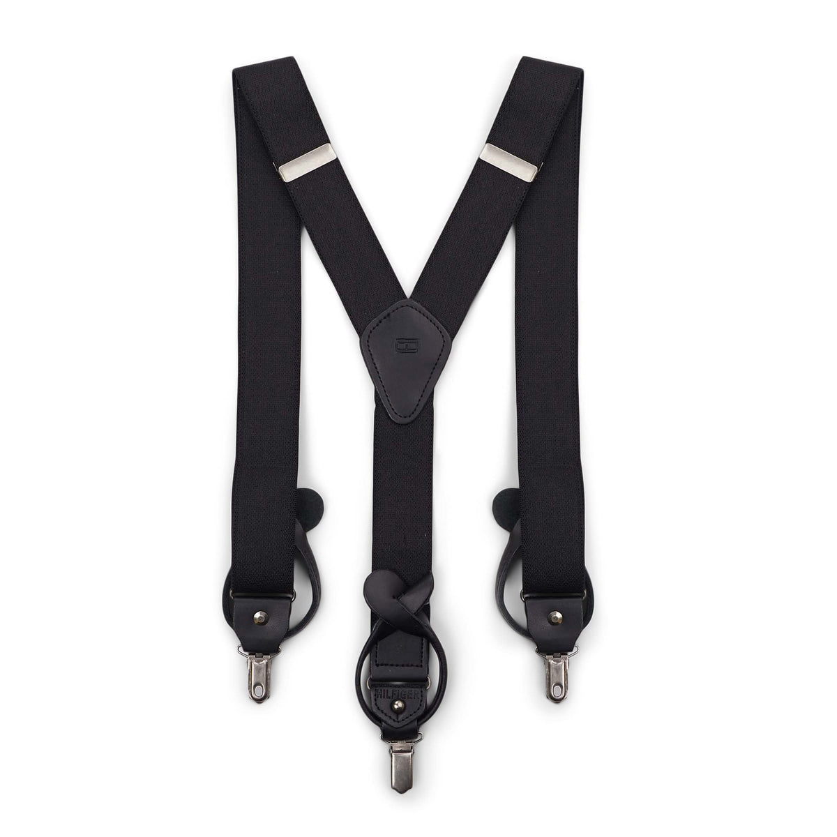 Tommy Hilfiger mens 32mm With Convertible Clip, Button and Strap apparel suspenders, Black, One Size US