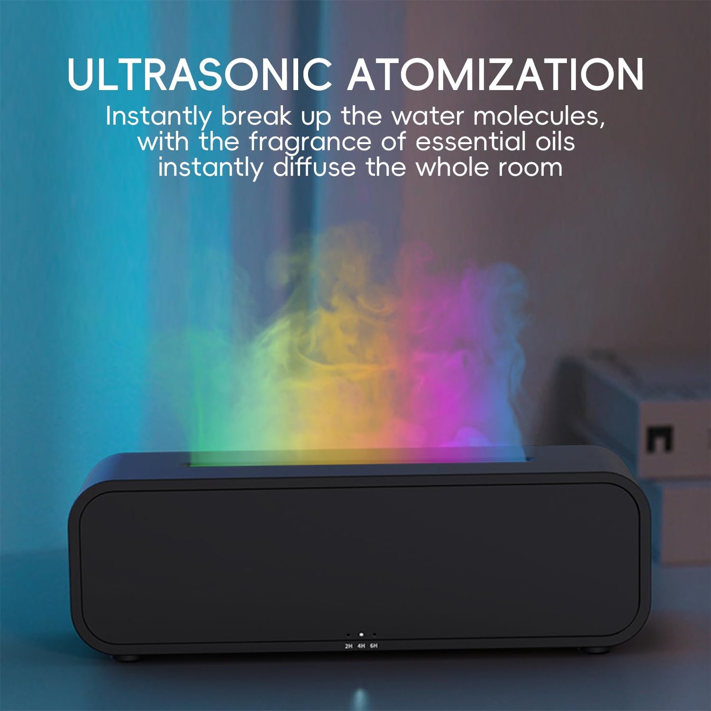 YALEDI Essential Oil Diffuser, Flame Fire Oil Diffuser, 250ml Cool Mist Aromatherapy Humidifier, Scent Aroma Diffuser with 7 Colors Light, Remote Control, Timer & Auto-Off for Home Room (Black)