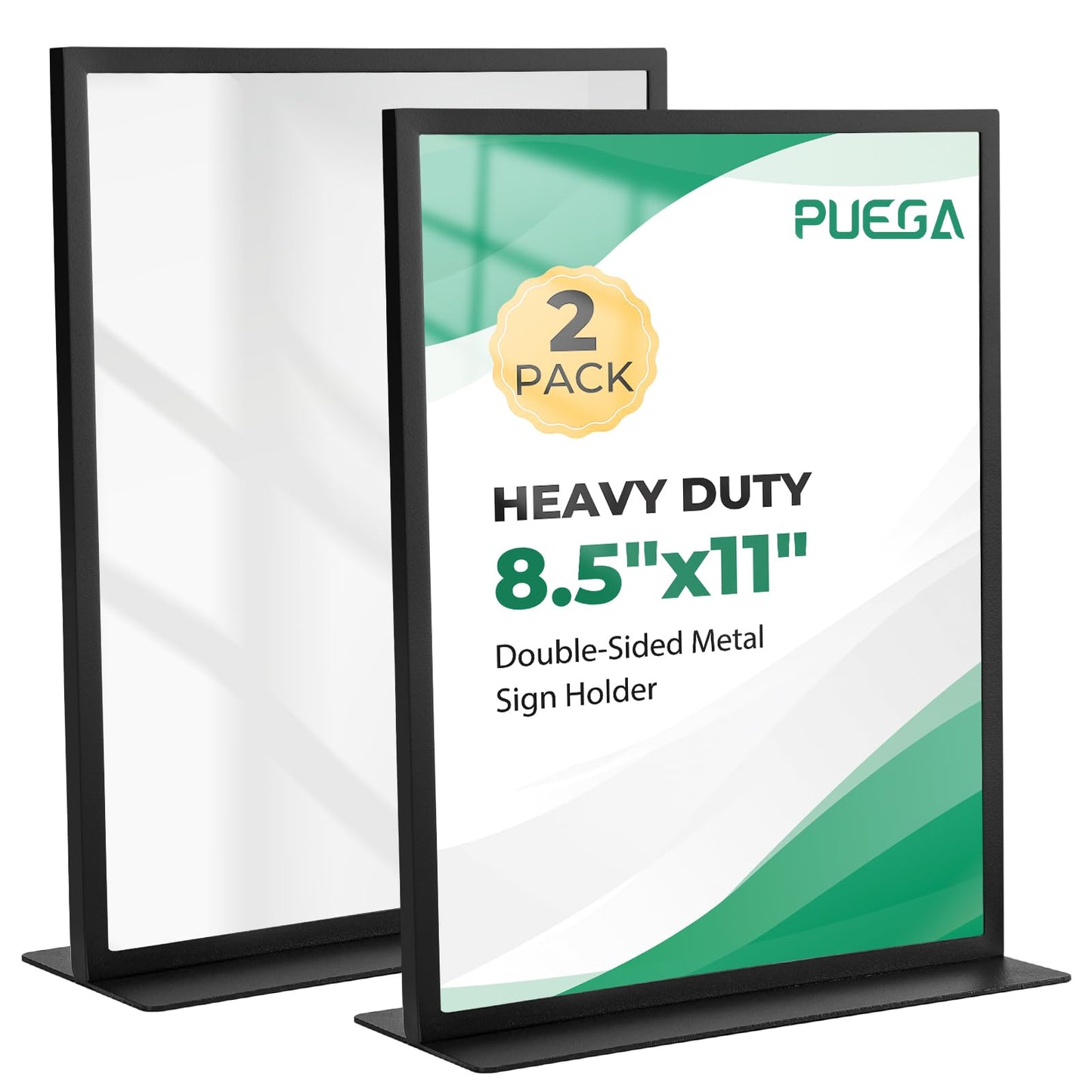 PUEGA 2pack Tabletop Metal Sign Holder, 8.5"x11" Stainless Steel Double Sided T Shape Menu Display Stand for Office Store Restaurant Hotels