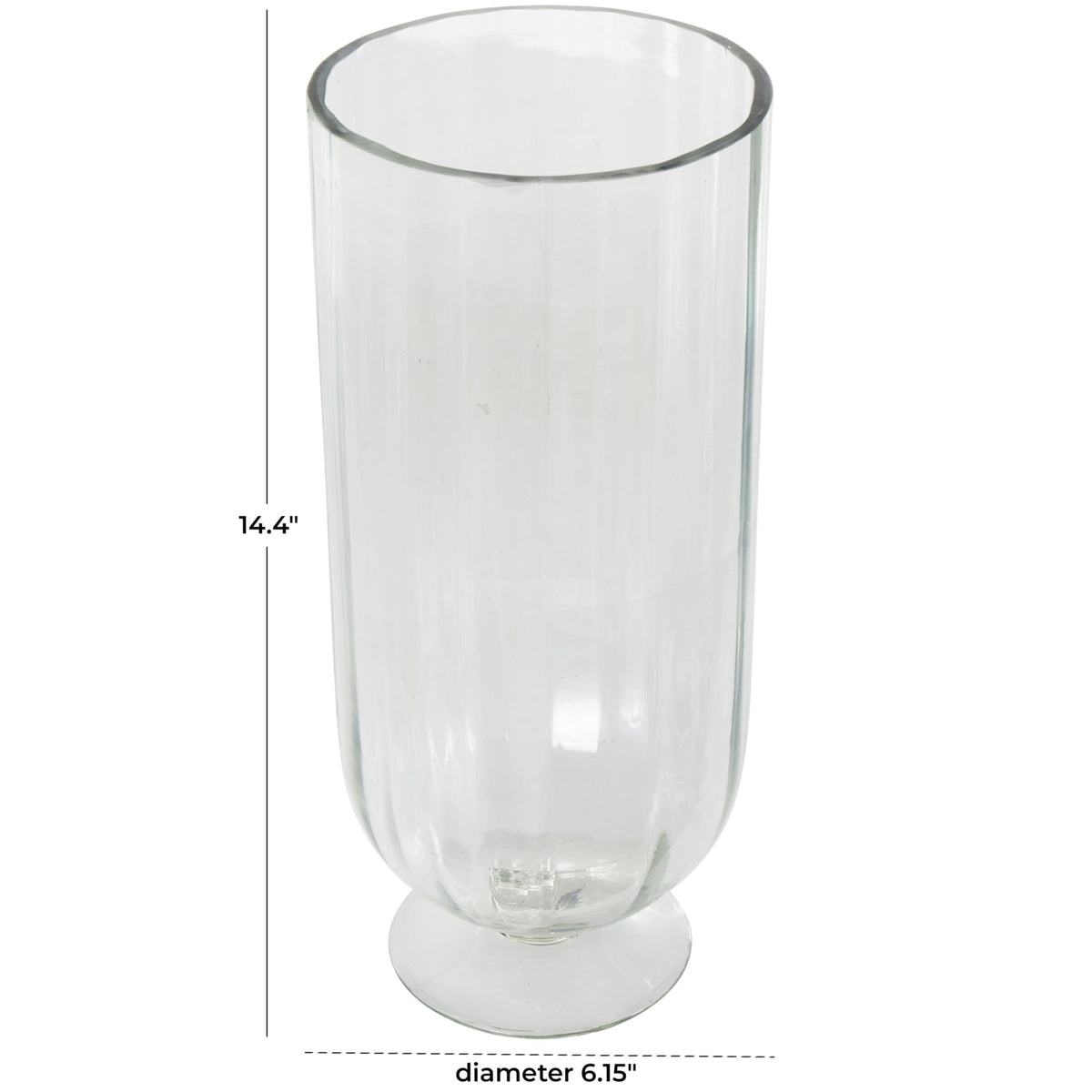 Deco 79 Glass Ribbed Fluted Candle Holder with Elevated Base, 6" x 6" x 14", Clear