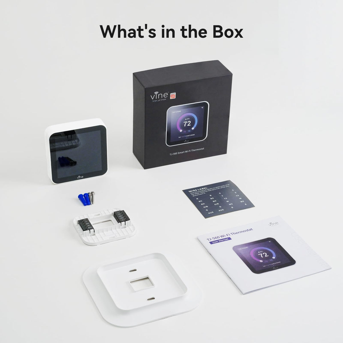 vine Smart Thermostat Larger Color Screen Thermostats for Home Heat and AC, 7 Day Programmable WiFi Thermostat App Control Compatible with Alexa and Google Assistant, C-Wire Required