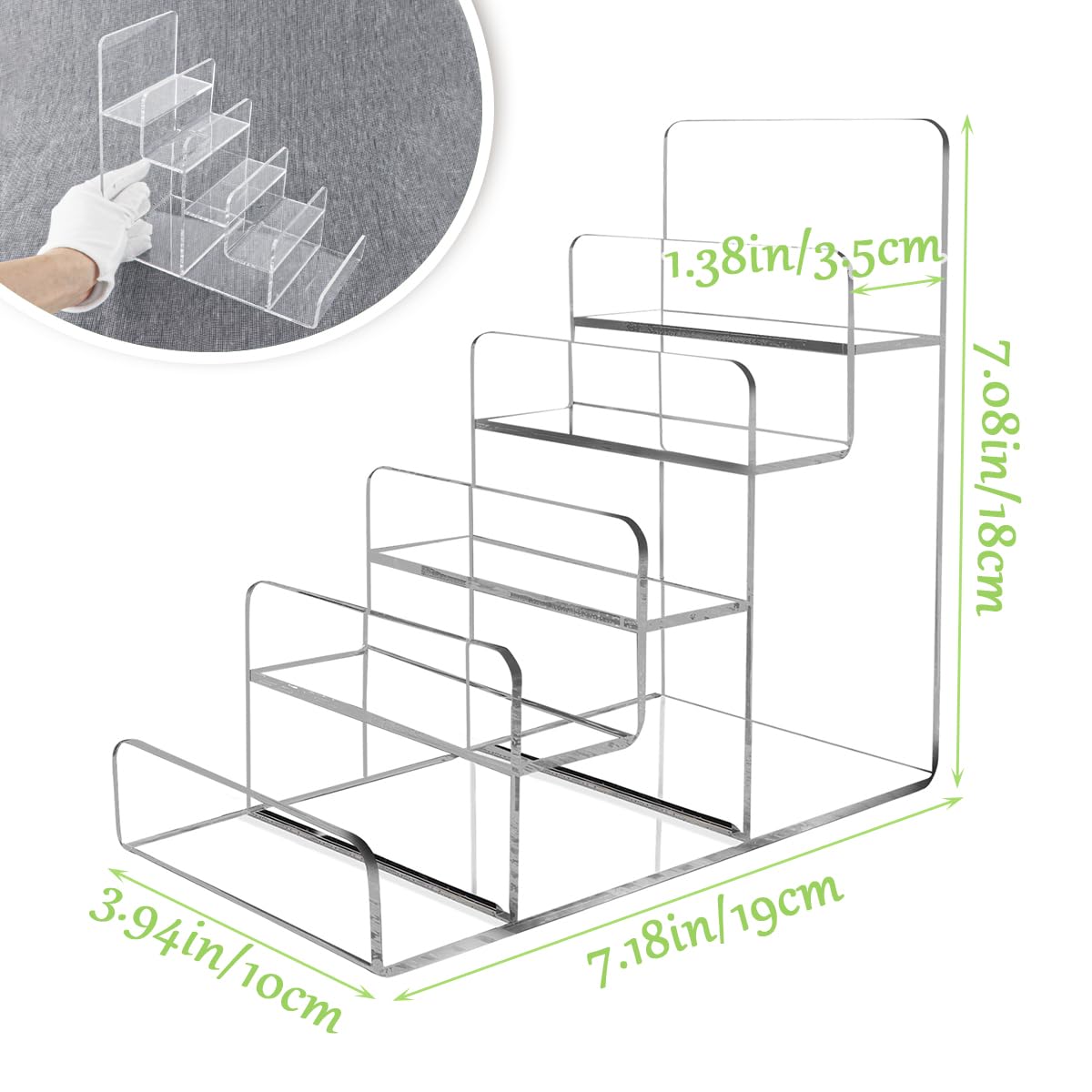 LNQ LUNIQI Acrylic Wallet Display Stand Holder 5-Tier Clear Riser Display Shelf Handbag Display Stand Holder Purse Stand Jewelry Display For Phone,Greeting Cards,Business Cards