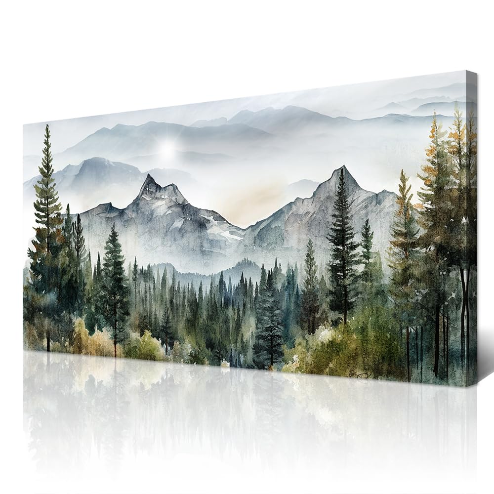 Wapluam Abstract Mountain Landscape Canvas Art - Modern Wall Decor For Living Room, Bedroom - Stretched & Framed, Ready To Hang