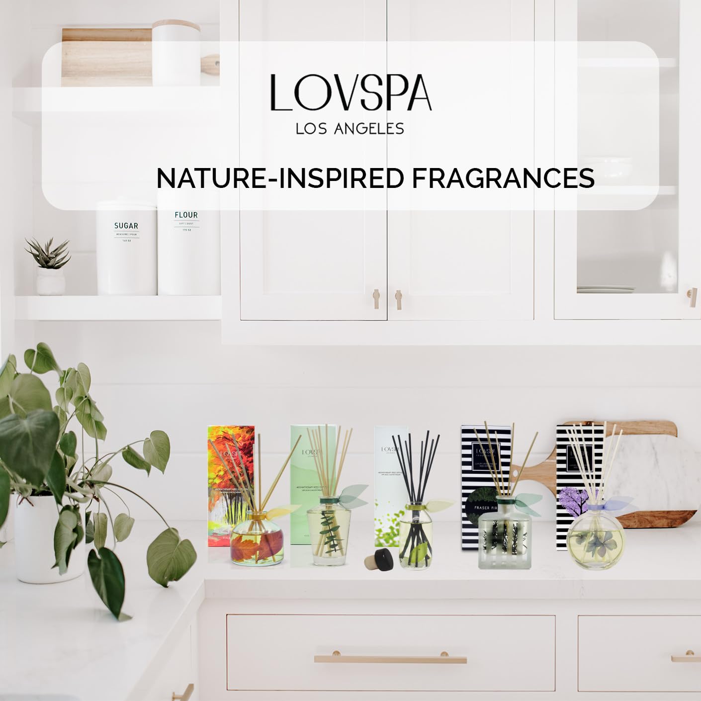 LOVSPA Reed Diffuser Set, Refresh Sicilian Blood Orange Scented Oil Diffuser with Sticks, Home Fragrance Accessories for Bathroom Shelf Decor, Aroma Diffusers for Home or Office Desk, USA Made