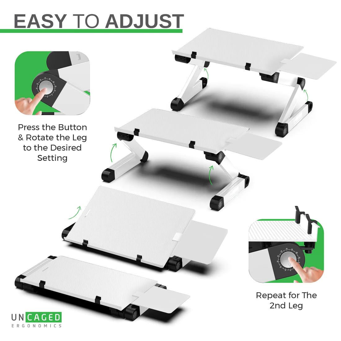 Uncaged Ergonomics Adjustable Keyboard Tray, Silver, Keyboard Tray, Ergonomic, Wrist Support, Portable, Universal, Aluminum