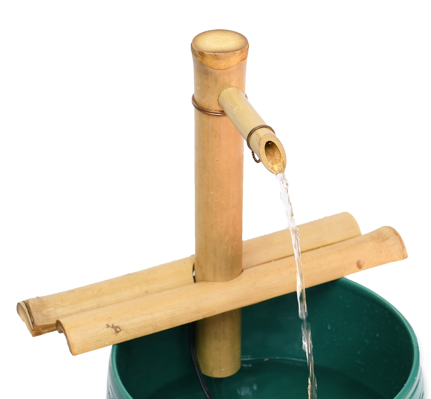 12” Bamboo Fountain Kit – Adjustable Half Round Spout with Quiet Pump for Indoor/Outdoor Bowl Fountains – Container Not Included | Natural Bamboo Water Feature for Zen Garden, Patio & Home Décor