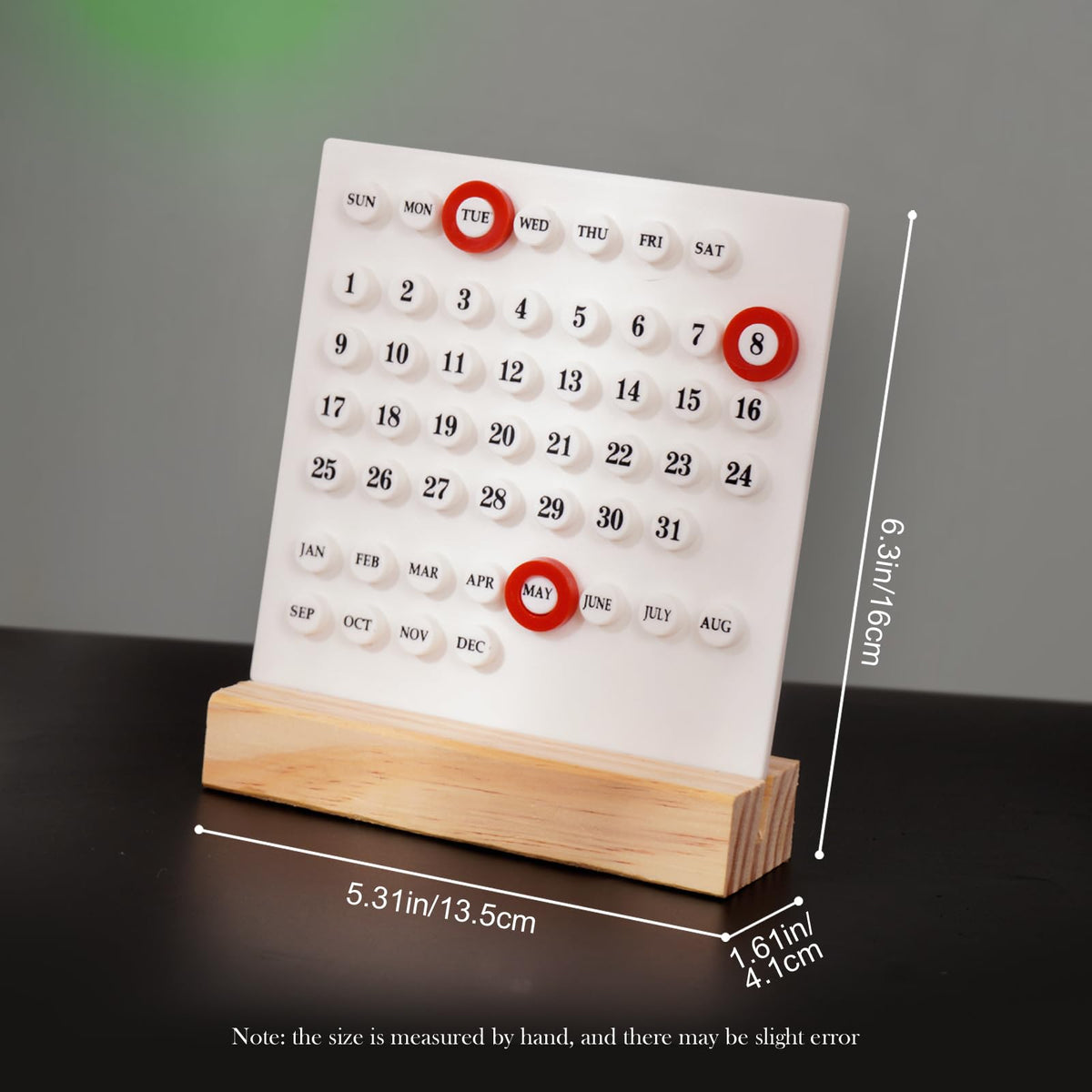 GDYOOSHOW Perpetual Calendar Desk Wood Calendar Stand Acrylic Calendar Desktop Decor for Livingroom Office Shop Bar Week Month Day Display(1pc white)