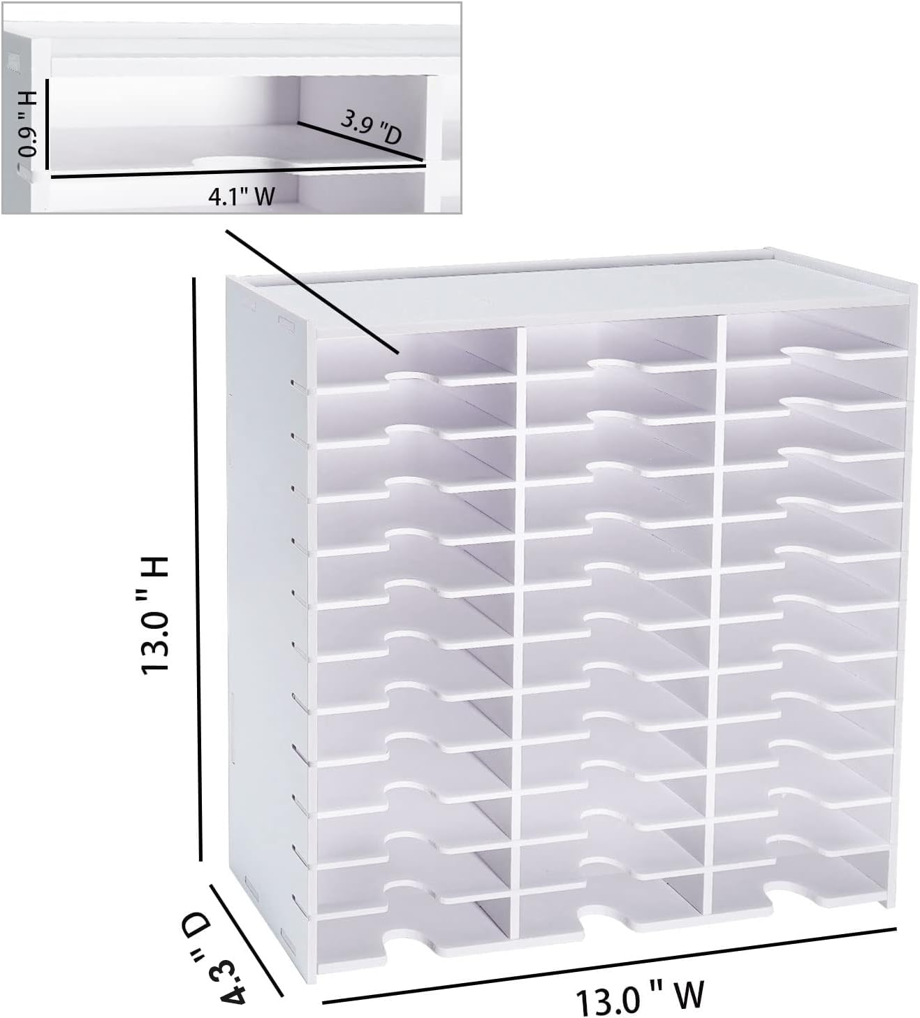 Krafetto 36 Grids Ink Pad Storage Rack, Wall-mountable Stamp Pad Organizer Holder Compatible with Standard Size Ink Pads（Grid Size 4.1" W × 3.9" D × 0.9" H）