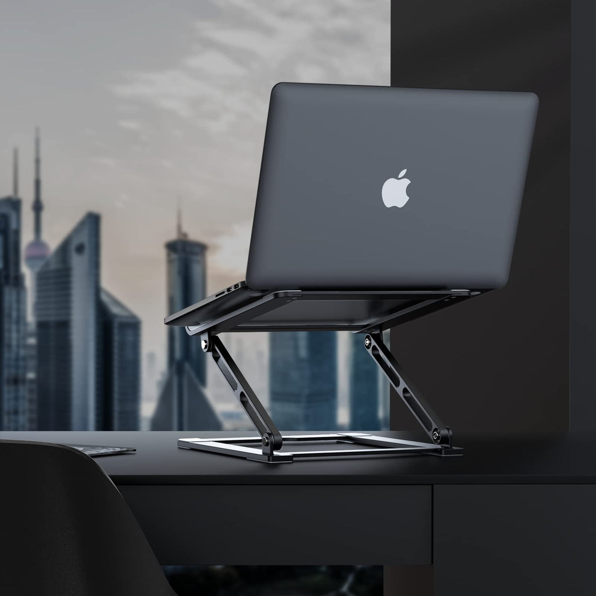 VIGLT Laptop Stand for Desk, Adjustable Laptop Stand Holder Portable Laptop Riser with Multi-Angle Height Adjustable Computer Stand for MacBook Air/Pro and More Notebooks 10-17.3"-Black