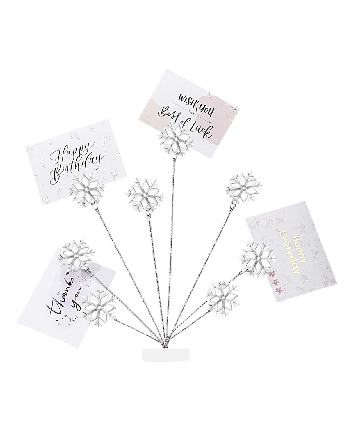 eZAKKA Photo Tree Holder Clip, 8 Branch Money Gift Card Holder with Clips, Picture Frame Stand for Wedding Photo Display, Memo Paper Note, Office Home Decor (White Snowflake)
