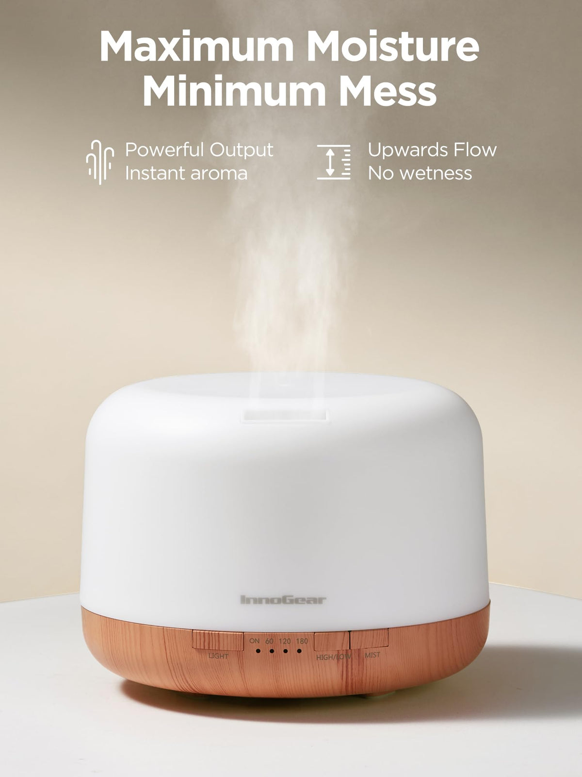 InnoGear Aromatherapy Diffuser & 10 Essential Oils Set, 500ml Essential Oil Diffuser with Remote Control Mother's Gift Ultrasonic Cool Mist Scent Humidifier Vaporizer Auto-Off Timer for Home, Yellow