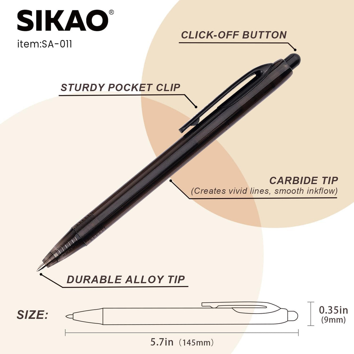 Black Pens Bulk, 60 Pack Durawrite Retractable Ballpoint Pens Black Ink 1.0mm, Click Pens No Bleed No Skip Smooth & Vivid Writing for Teachers, Students, Restaurant Servers, School & Office Supplies
