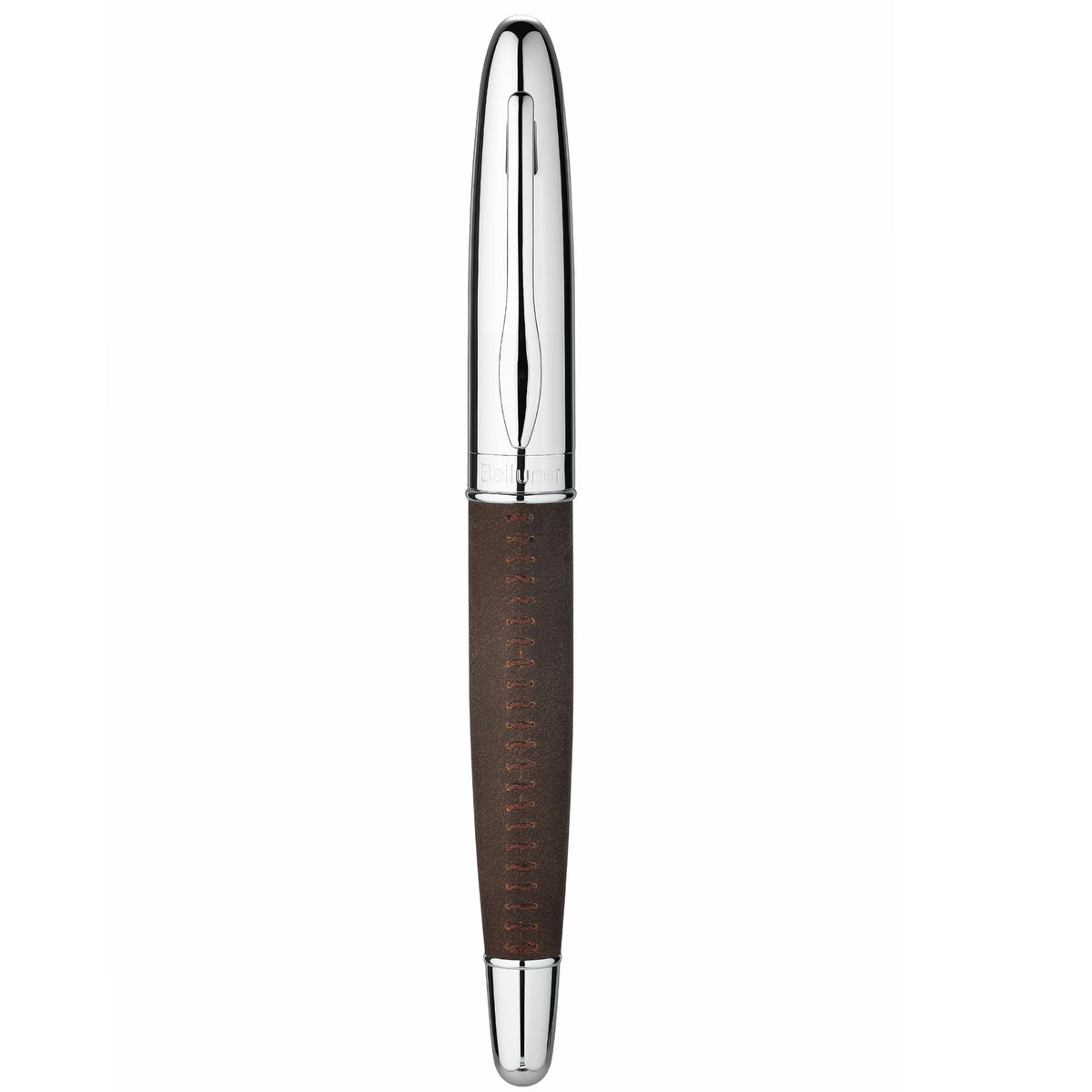 BEILUNER 318 Luxury Leather Pen, Full Grain Oil Tan Crazy Horse Cowhide Leather, Chrome-Plated Finish, Schmidt Ink Refill, Best Rollerball Pen Gift for Men & Women,Executive, Professional, Nice Pens