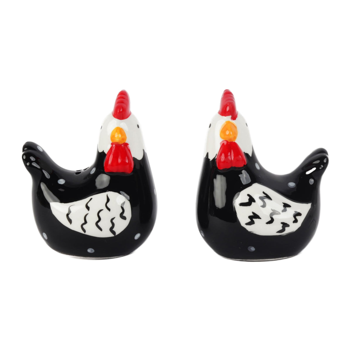 Black and White Chickens Salt and Pepper Shaker