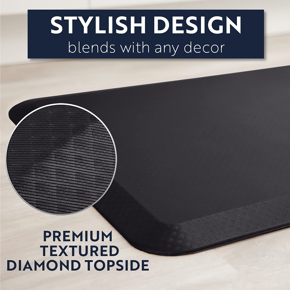 KANGAROO Anti Fatigue Mats for Kitchen Floor, Reduce Foot, Knee, Back Pressure, 3/4 Inch Thick Cushioned Ergonomic Mat, Waterproof Comfort Rug for Under Sinks, Standing Desk, Store Floors, 32x20 Black
