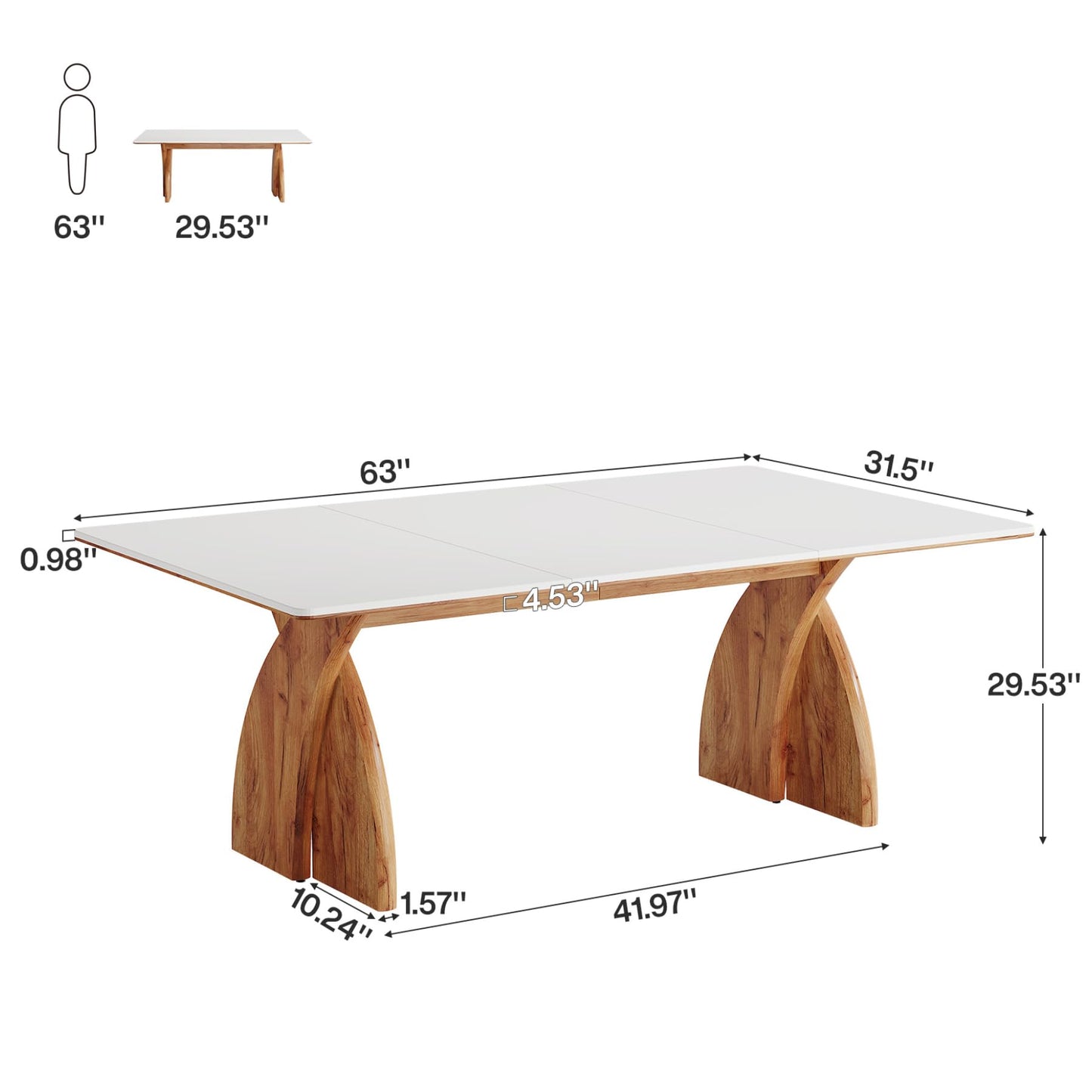 Tribesigns 63-Inch Executive Desk, Large Office Computer Desk with Heavy Duty Legs, Simple Laptop Desk Study Writing Table Business Furniture for Home Office (White and Brown)