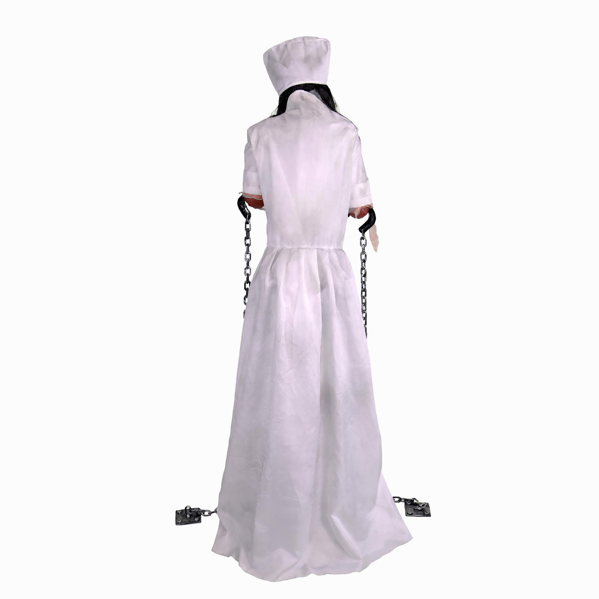 Haunted Hill Farm Life-Size 5.2-Ft Animatronic Convulsing Nurse by Tekky Halloween Decoration with Motion-Activated Sounds