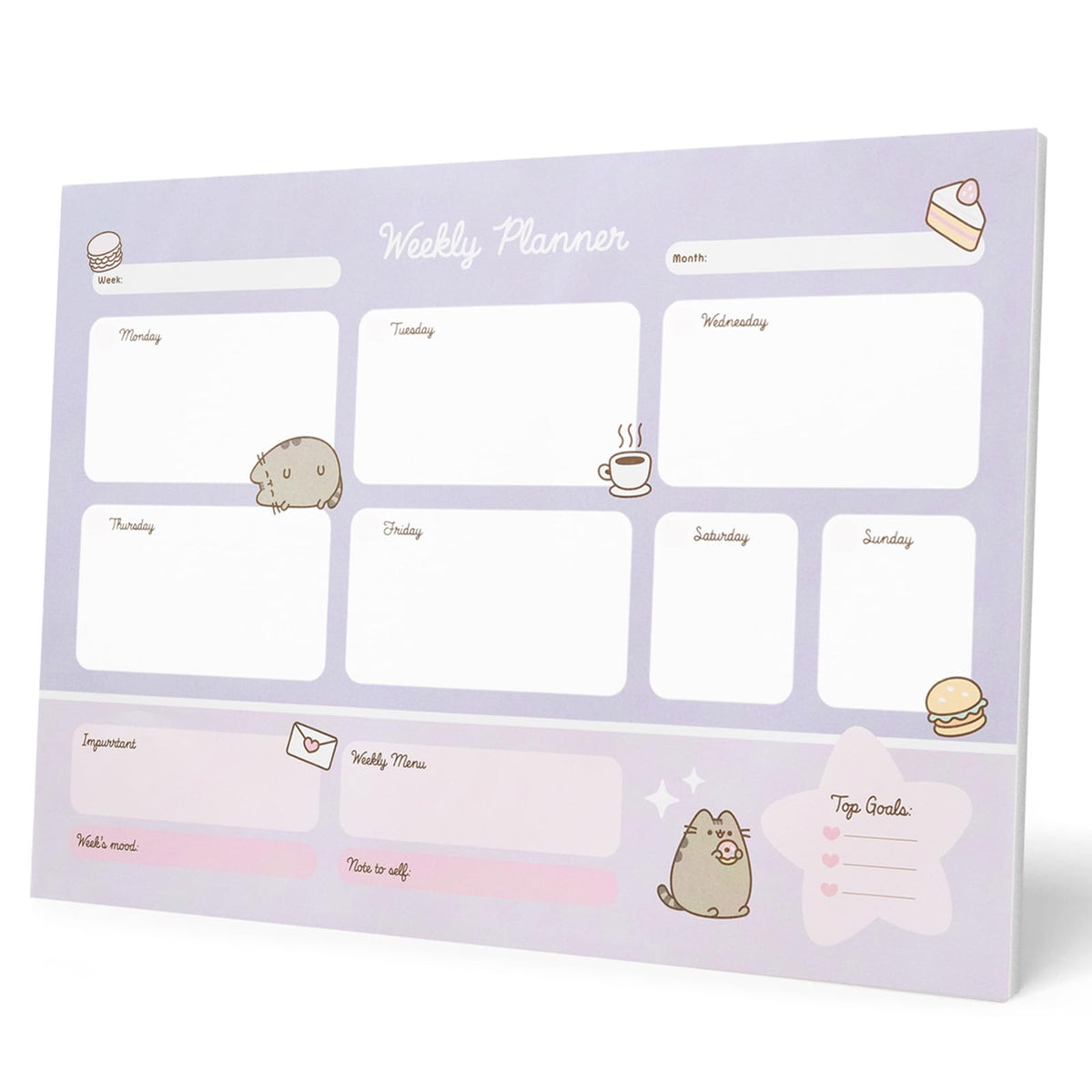 To Do List Notepad Pusheen Calendar A3 | Daily, Weekly Planner | ADHD Planner Pad | 54 Tear-Off Sheets 90 gsm | Pusheen Stationery | Improve Productivity | Task Planner