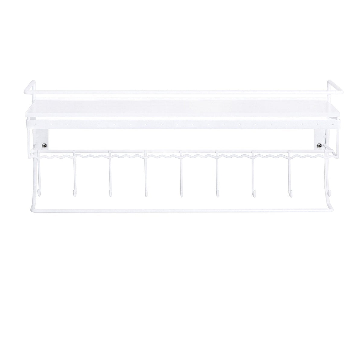 JackCubeDesign White Metal Necklace Jewelry Organizer Wall Mount Jewelry Holder Shelf Mounted Hanging Storage Hooks for Necklace, Earrings, Sunglasses, and Aesthetic Room Decor – MK238B