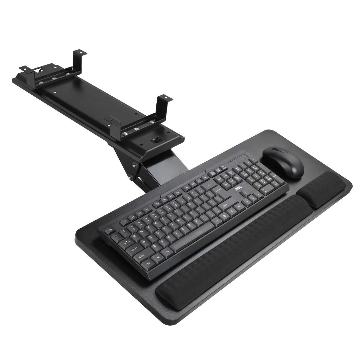 Cartmay Keyboard Tray Under Desk,25x9.84'' Large Slide Out Swivel Tilt Computer Keyboard Drawer for Home Gaming Office Desk, Dual Mount,Black