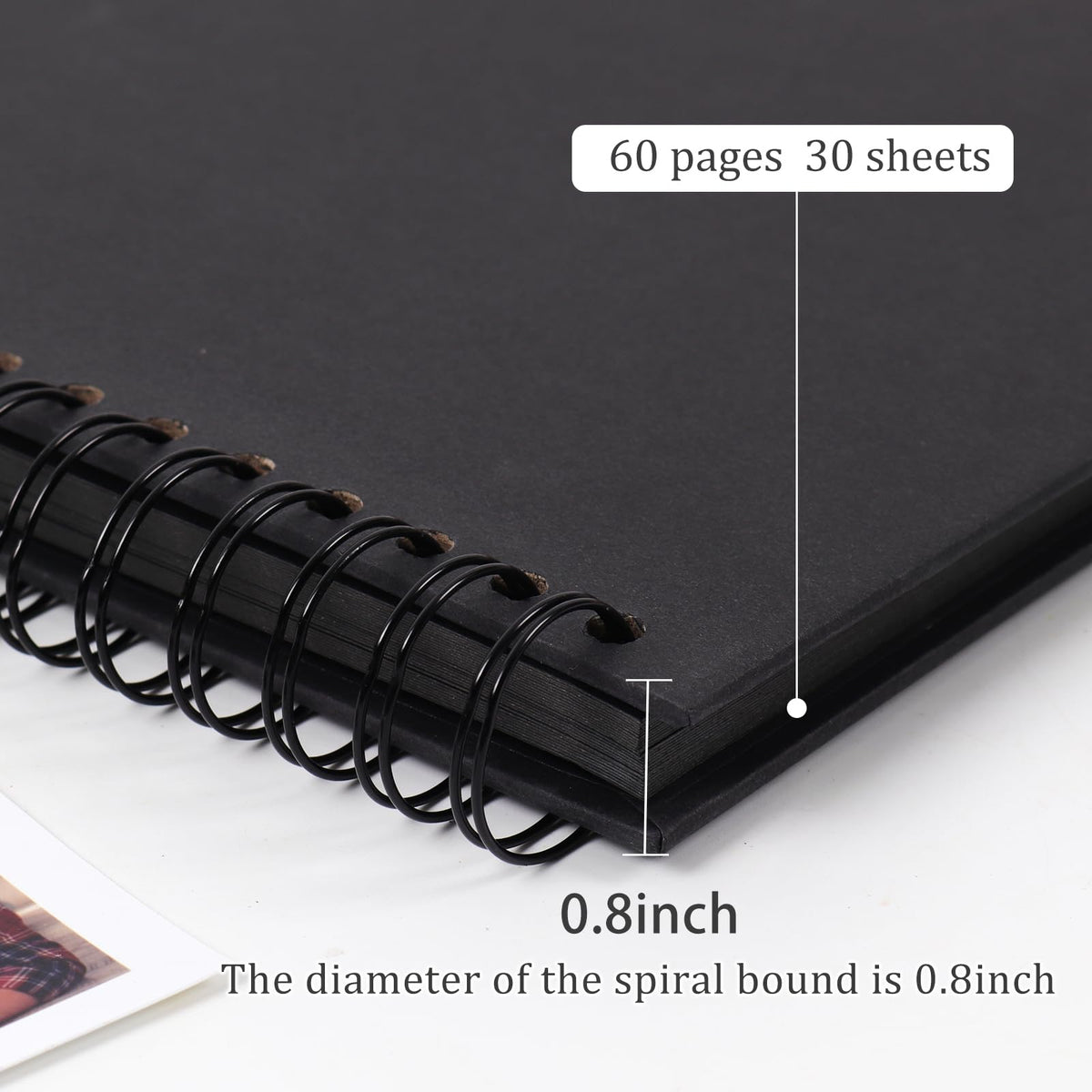 RECUTMS 12 x 12 Inch Large Scrapbook Album Kraft Blank Page DIY Scrapbook Photo Album, 60 Pages Memory Book for Wedding Anniversary Family Small Scrapbook Photo Album (Black)