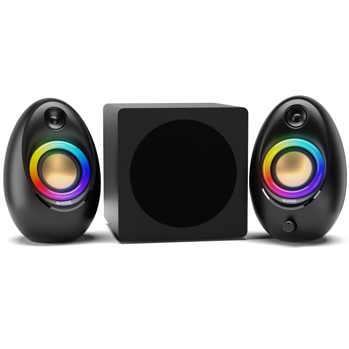Bluedee Computer Speakers with Subwoofer, 2.1 PC Speakers with Deep Bass and 80W Peak Power, Adapter Powered, Bluetooth 5.4 & USB/USB-C/AUX-in, RGB Desktop Speakers for Computer, Laptop, Monitor