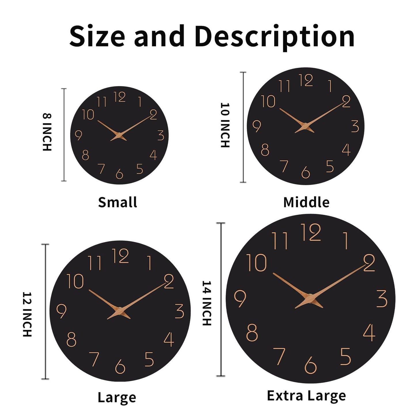 Mosewa 12 Inch Black Wall Clock Battery Operated Silent Non Ticking Modern Simple Minimalist Decorative for Kitchen Bedroom Home Office Bathroom Living Room