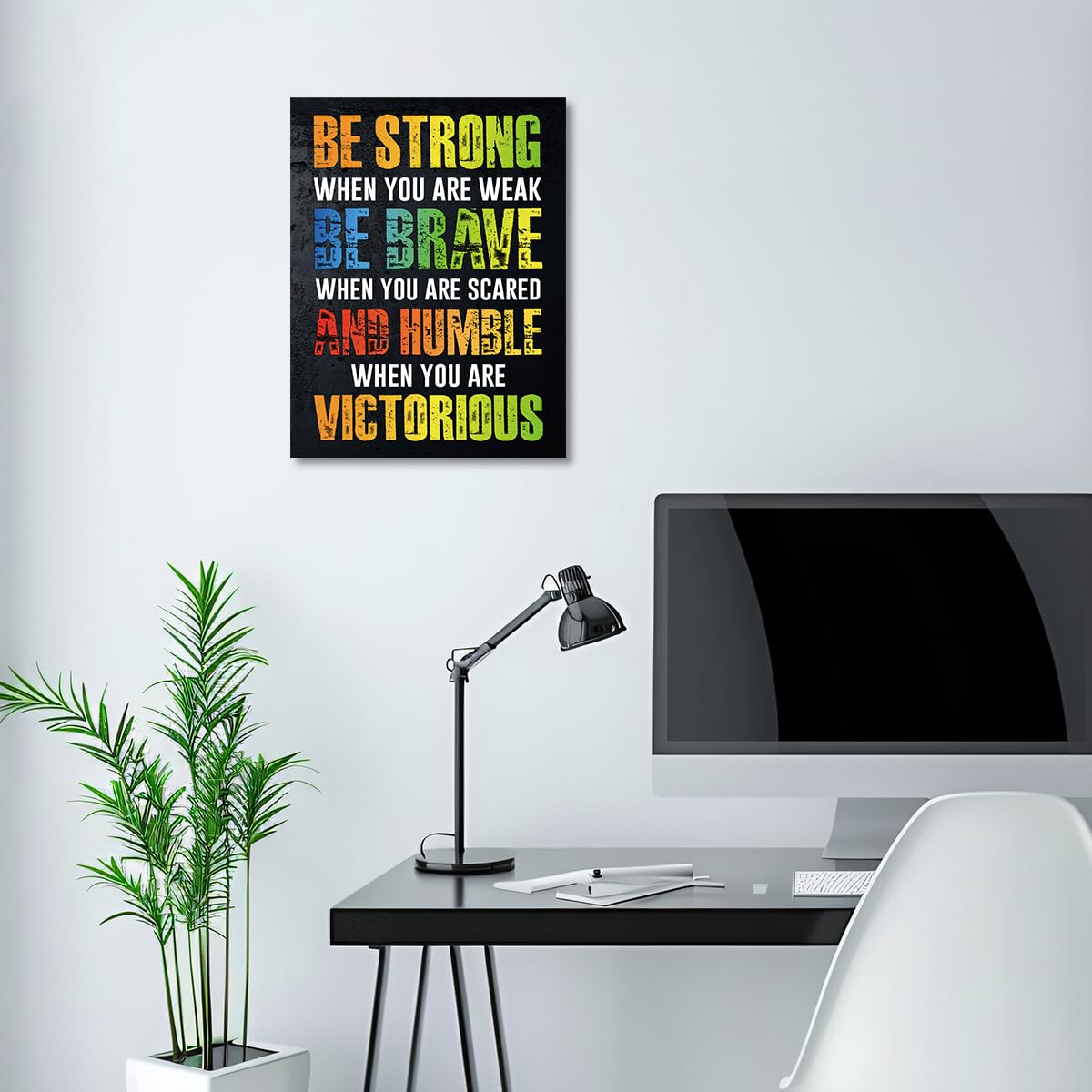 Gwisml Inspirational Canvas Wall Art,Be Strong When You Are Weak Motivational Quotes Canvas Frame Painting Prints Posters Artwork For Home Office Wall Decor