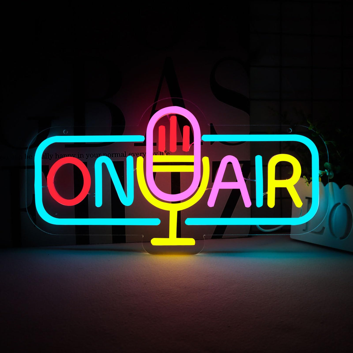 WittyRhE ON AIR Neon Light Recording Neon Signs Wall Decor for Podcast Setup,Broadcasting Room,Radio Station,Home Studio, Gift Art for Friends,Podcaster 16.14 x 8.35 IN-USB Powered-Acryli